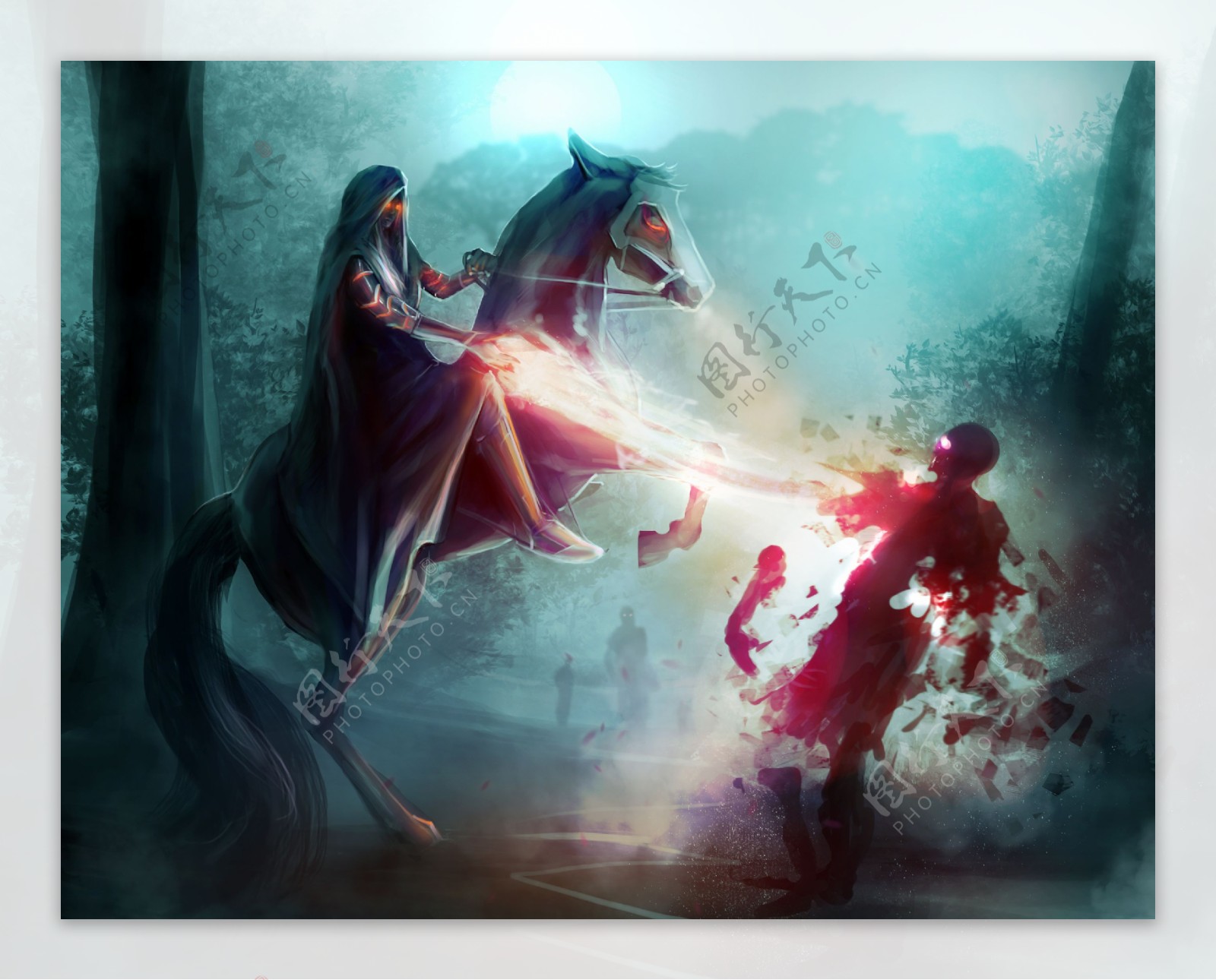 骑马的武士CG插画图片