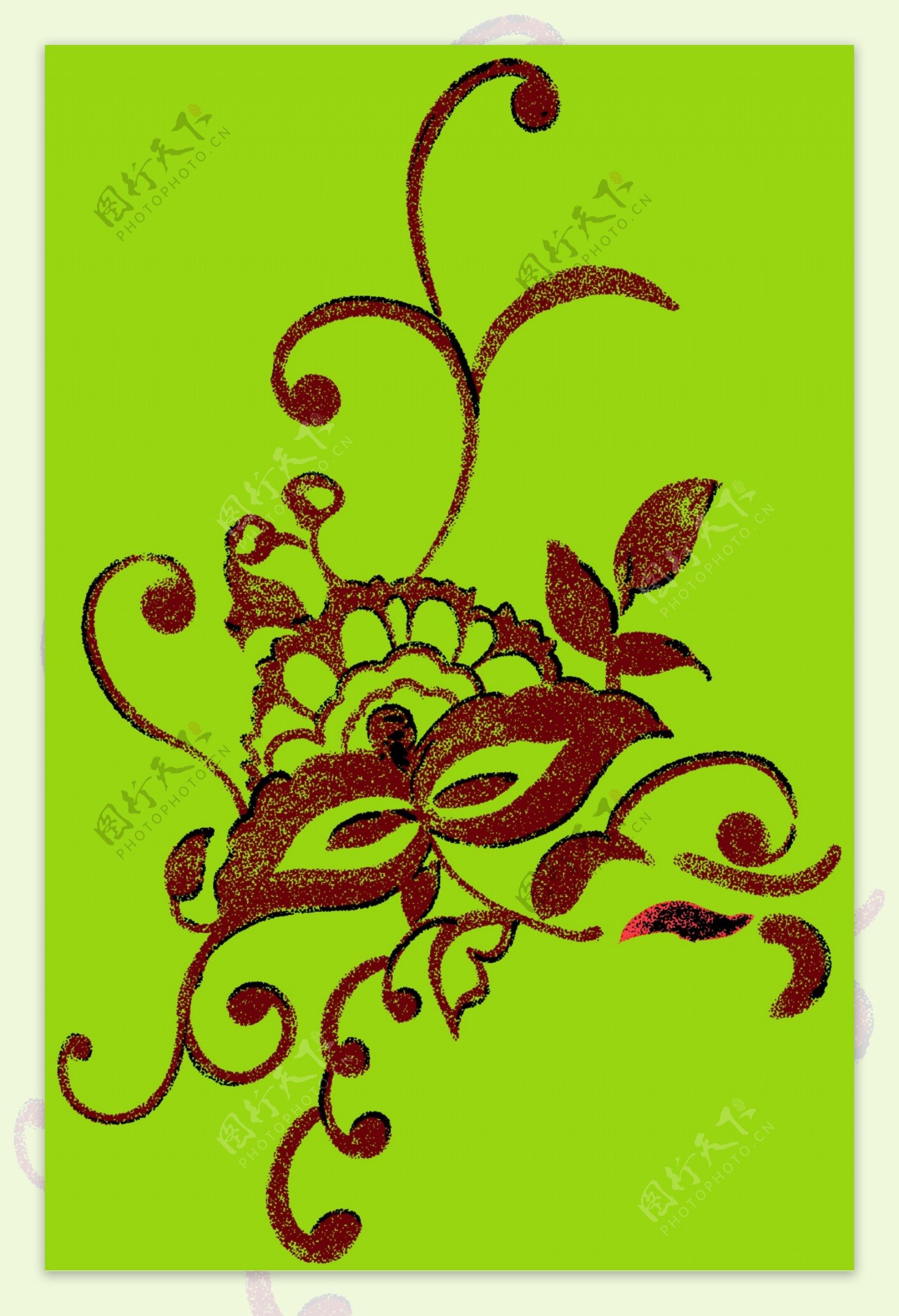 彩绘花草装饰图案分层素材PSD格式0139