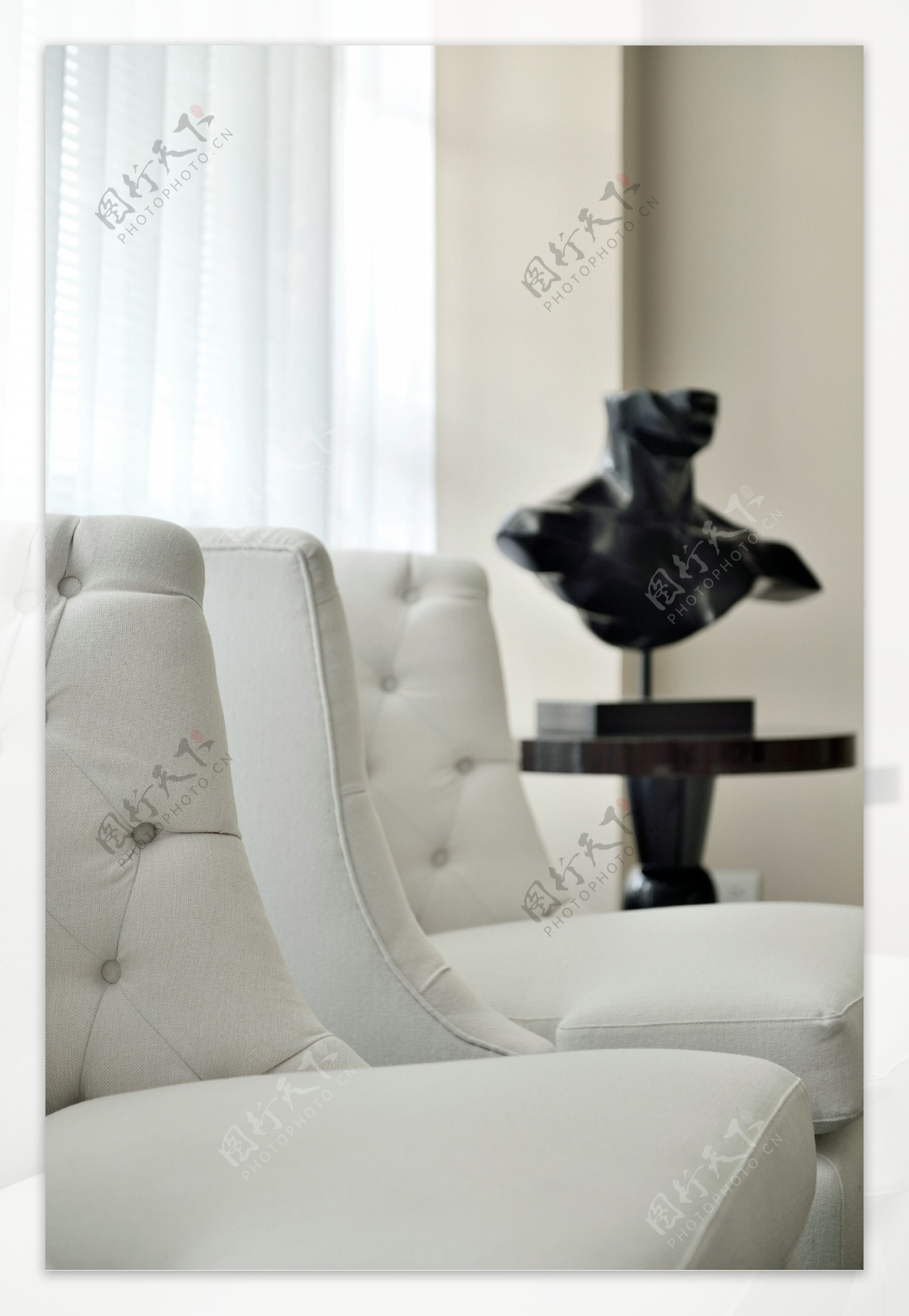 新中式风格气质白色沙发效果图- 中国风