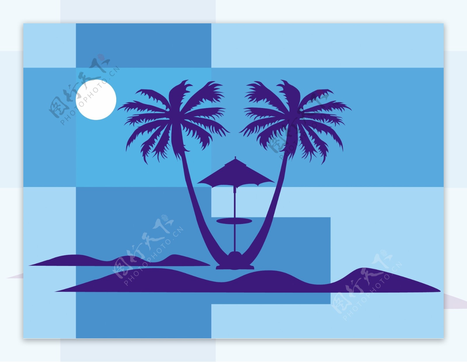 棕榈树和阳伞沙滩上series6暑假