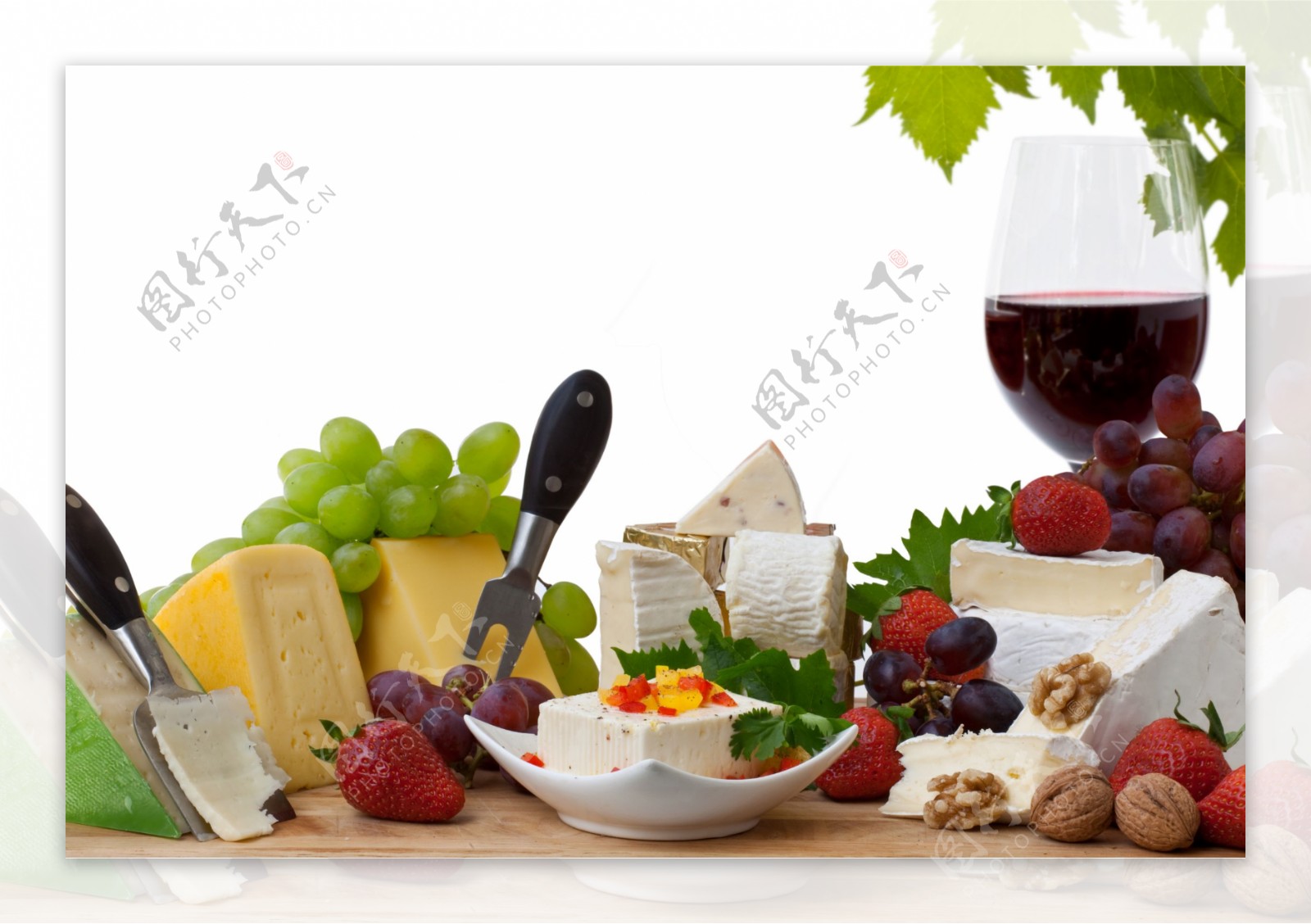 水果与葡萄酒摄影图片
