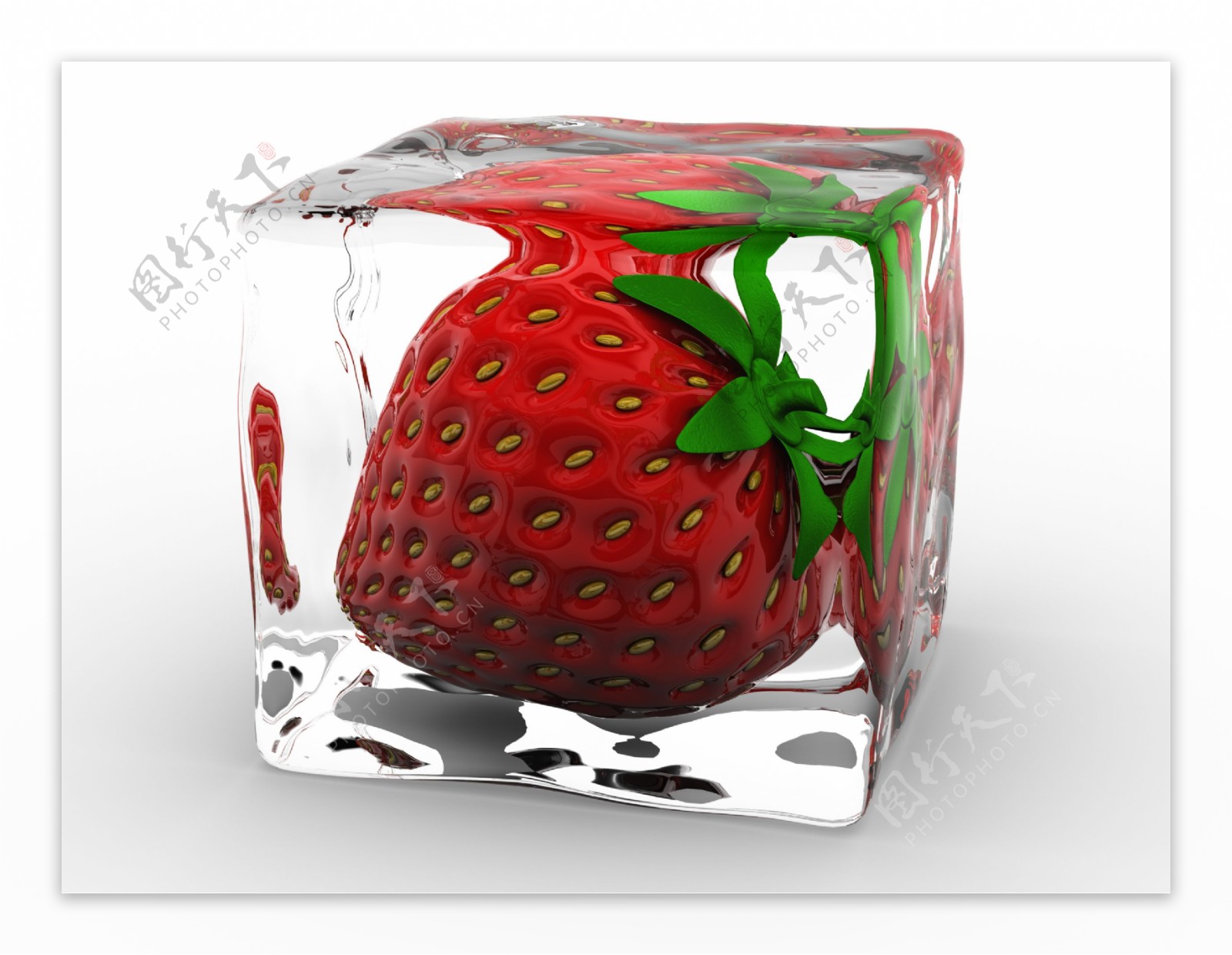 冰块里的草莓图片
