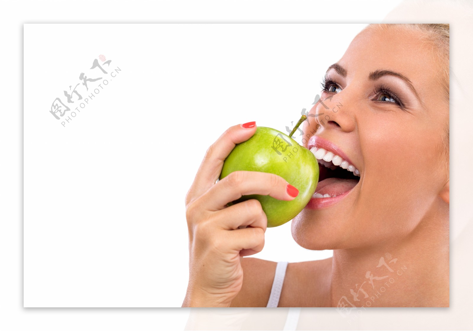 美女吃苹果图片