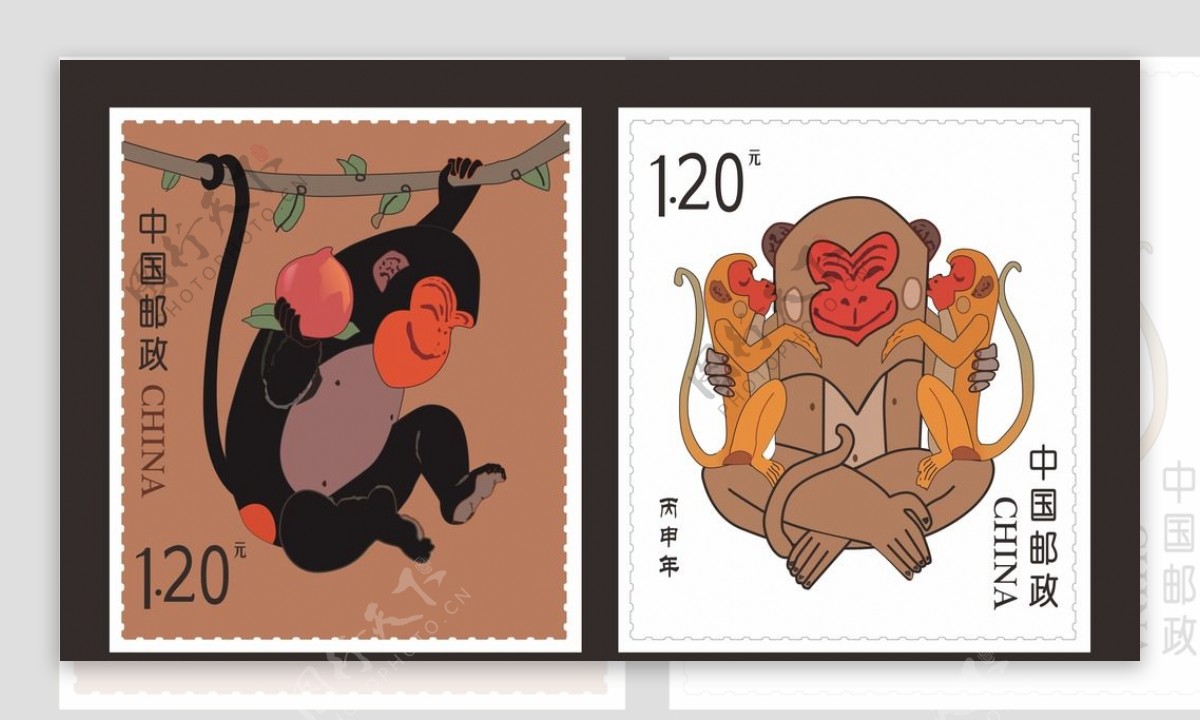 猴年邮票临摹