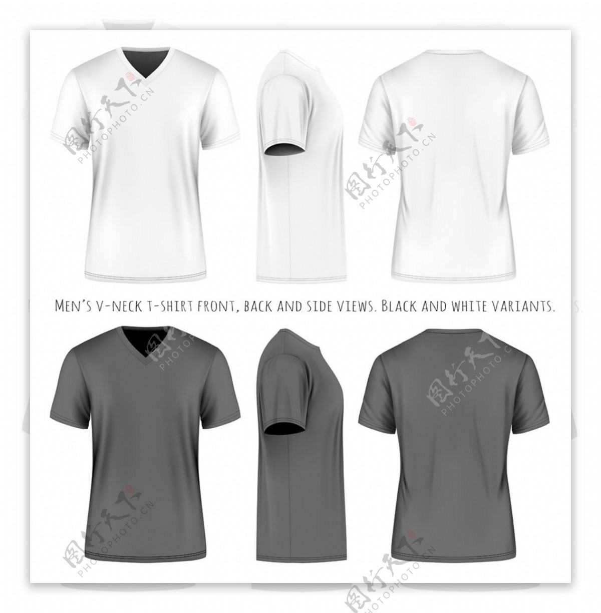灰色和白色短袖T恤图片