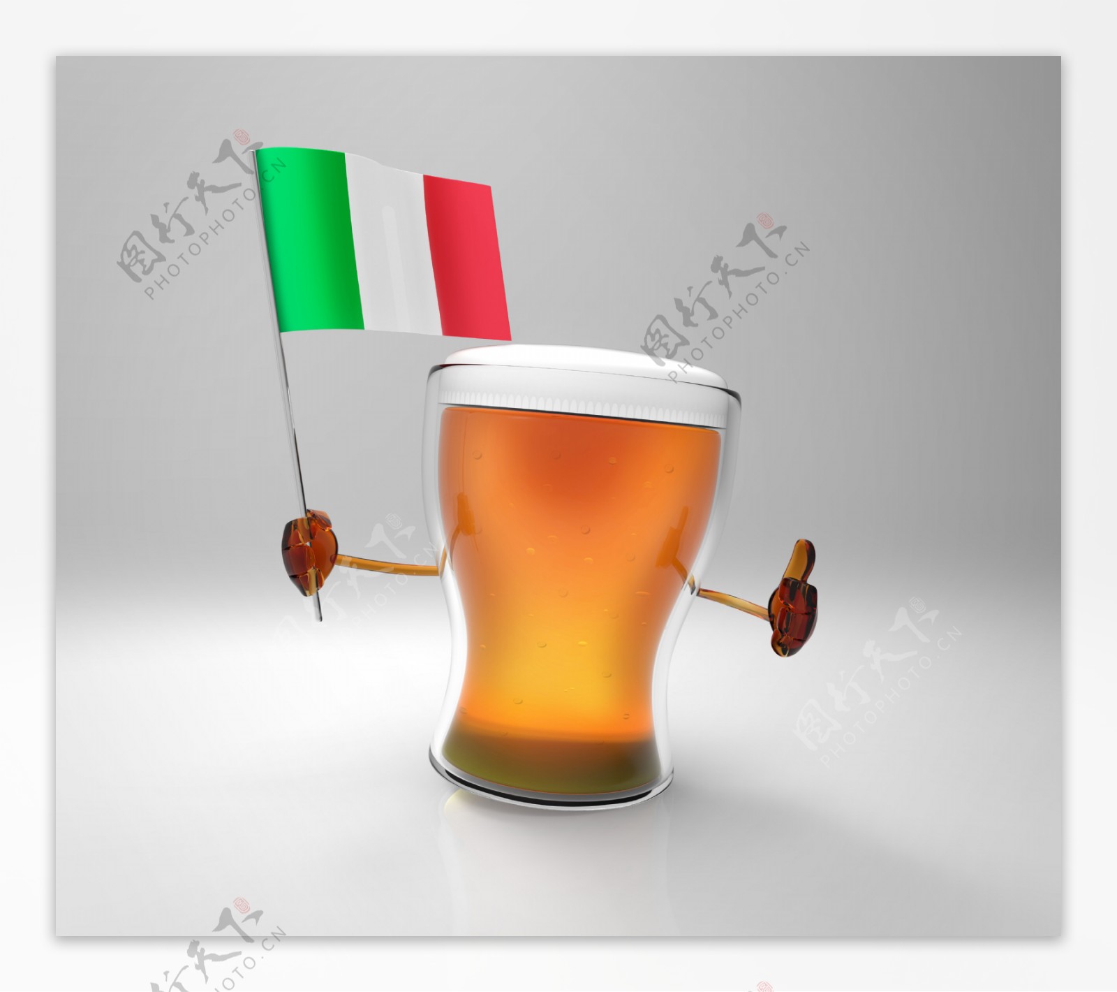 意大利国旗与啤酒