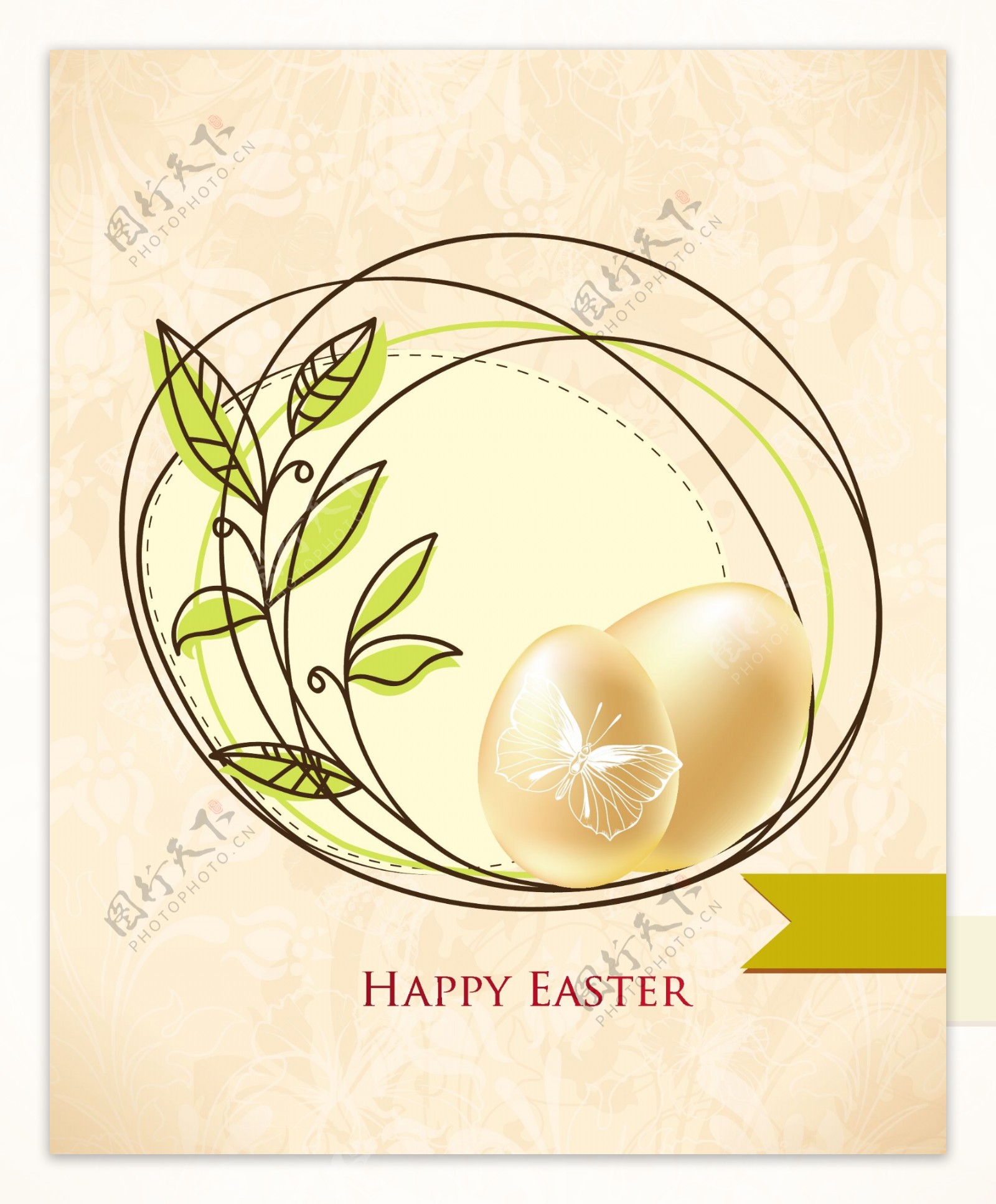 复活节复活节插画矢量框架和鸡蛋