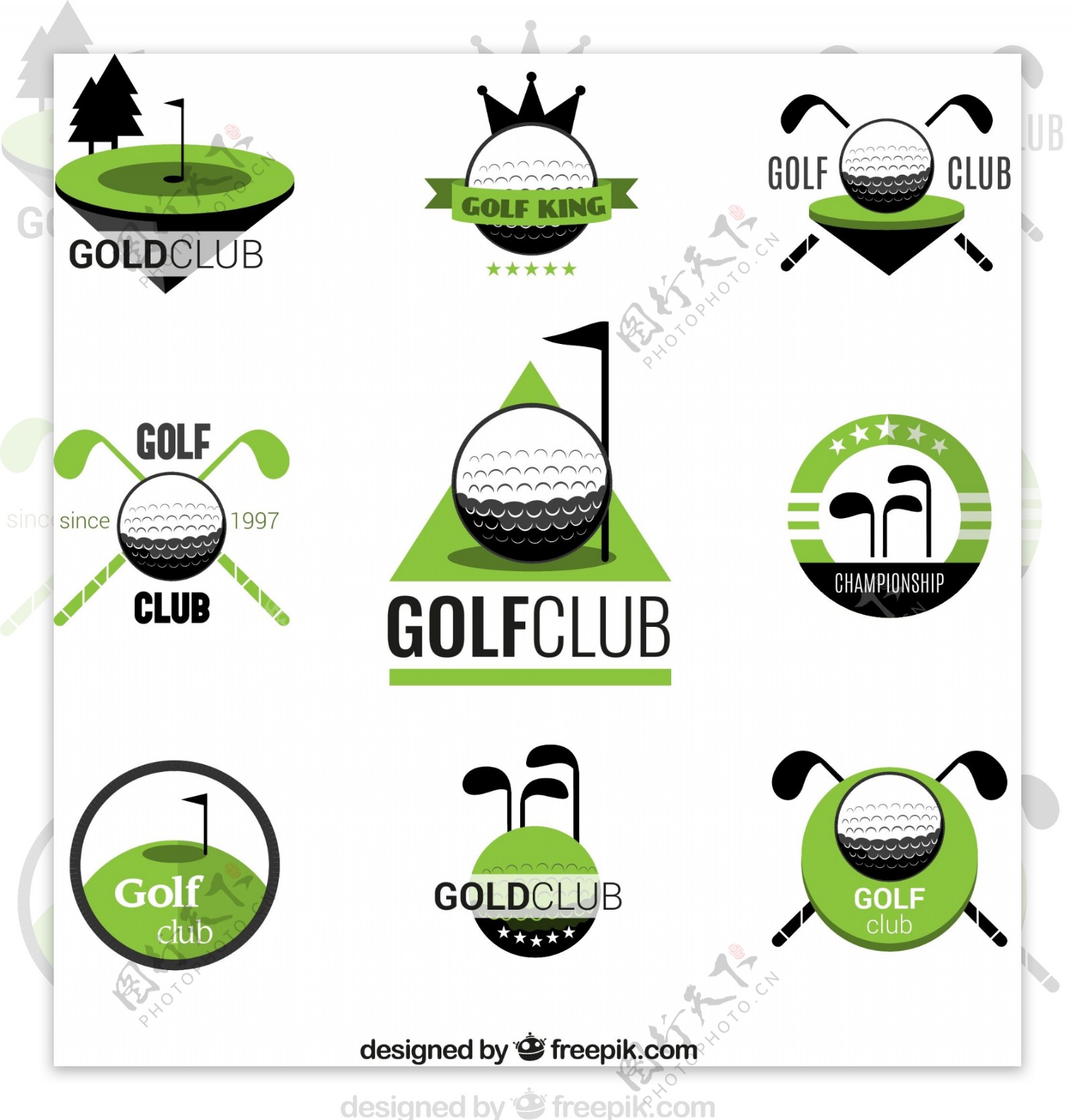 9款精致高尔夫俱乐部标志矢量图