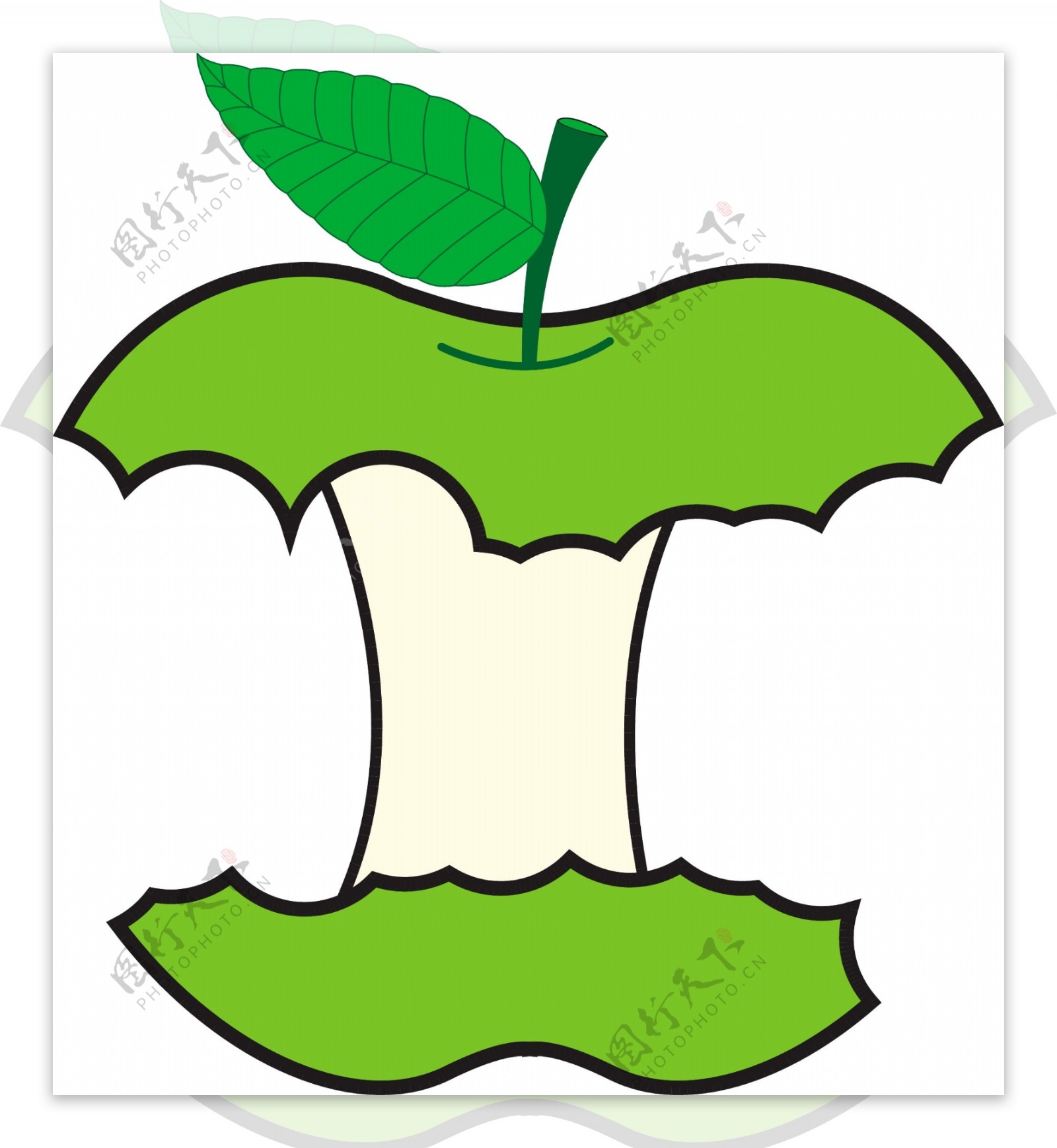 绿色吃苹果矢量设计