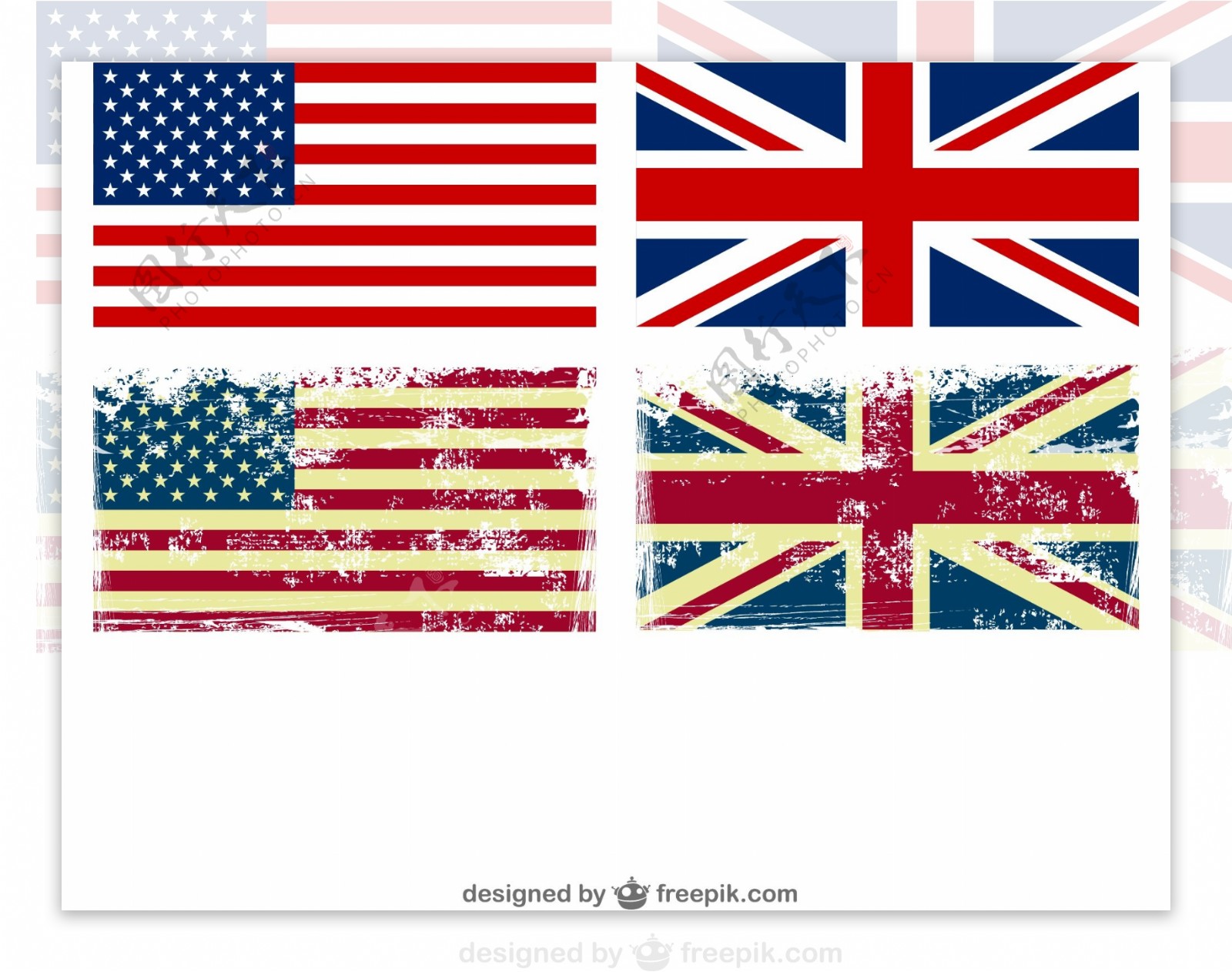 英美国旗设计矢量素材