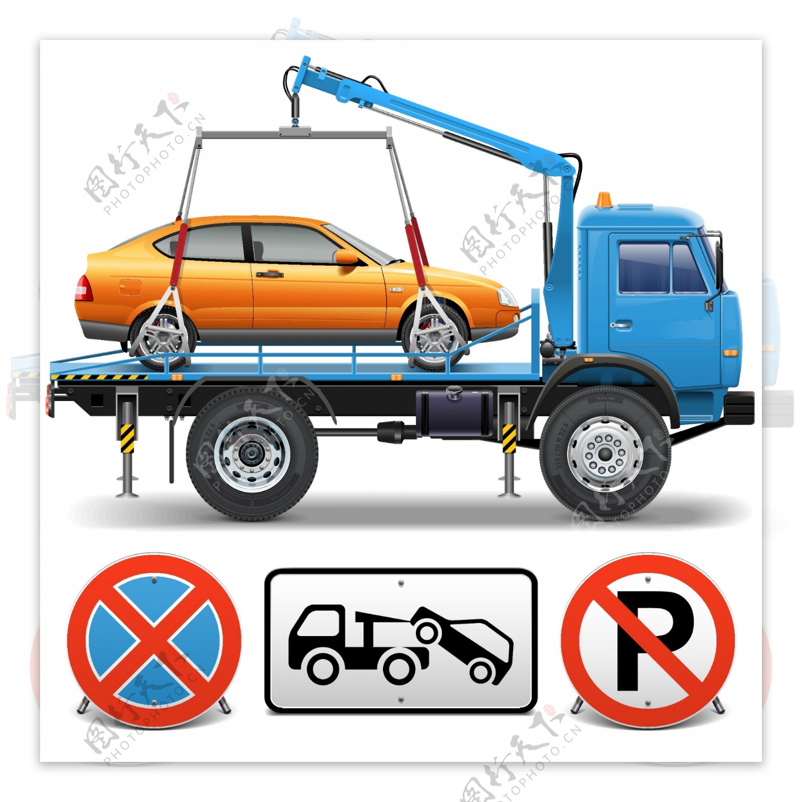 拖车和交通标志图片