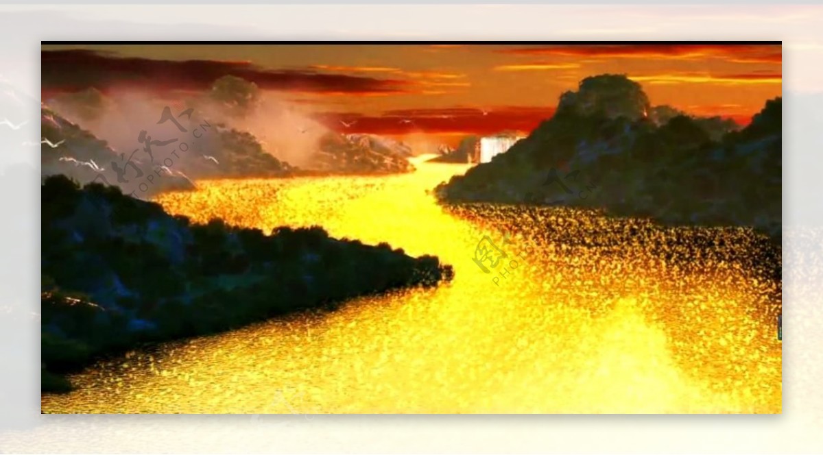 龙船调金色山水背景视频素材