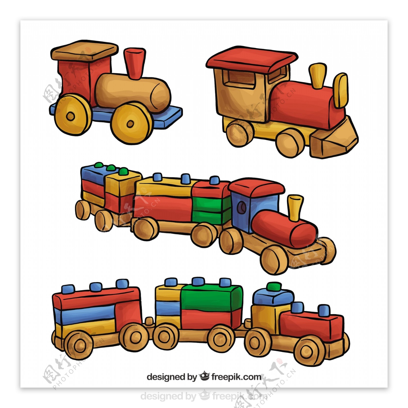 可爱的玩具火车矢量素材