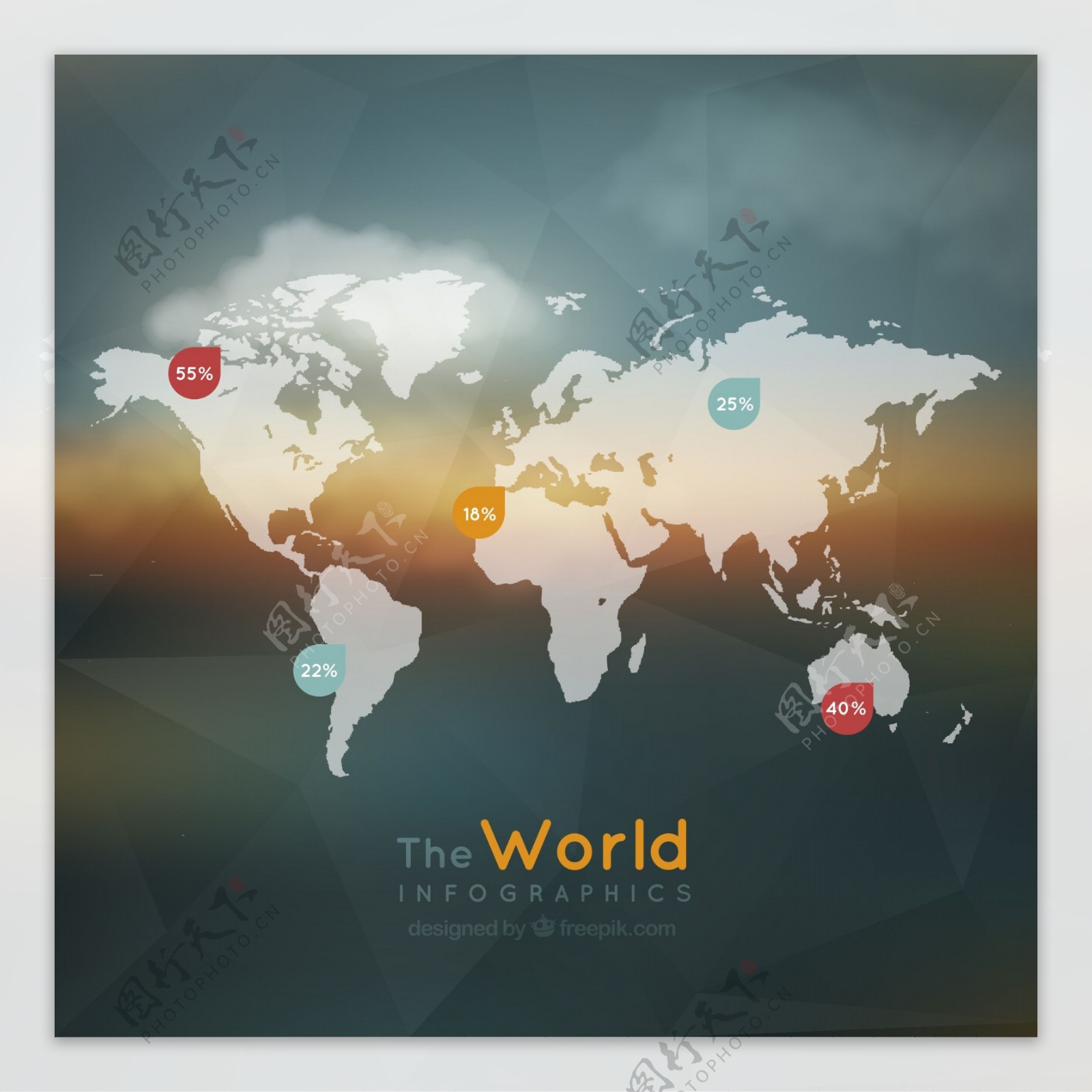 创意世界地图商务信息图