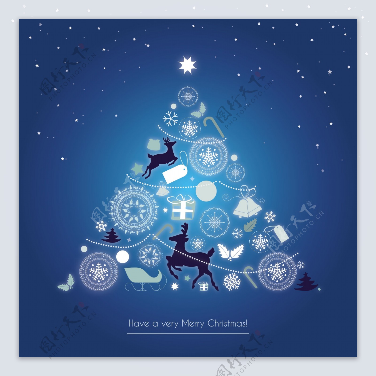 闪亮的圣诞树装饰的涂鸦