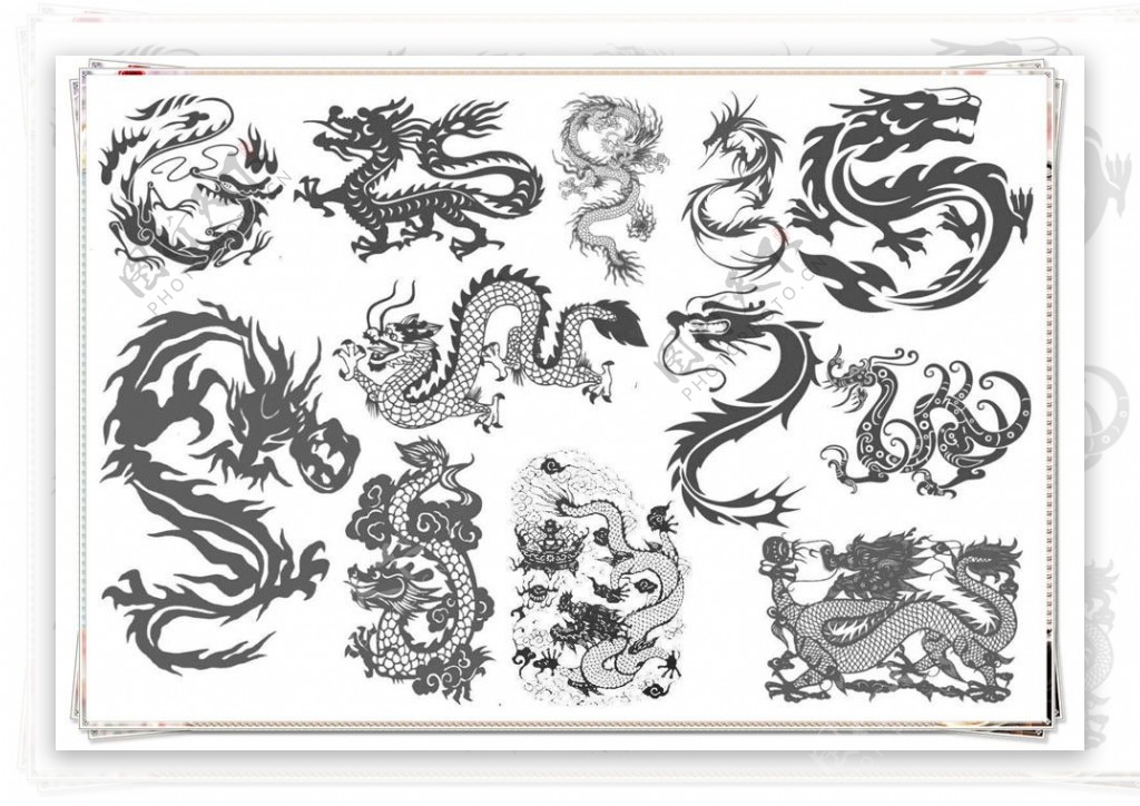 12款中国风龙纹图案笔刷