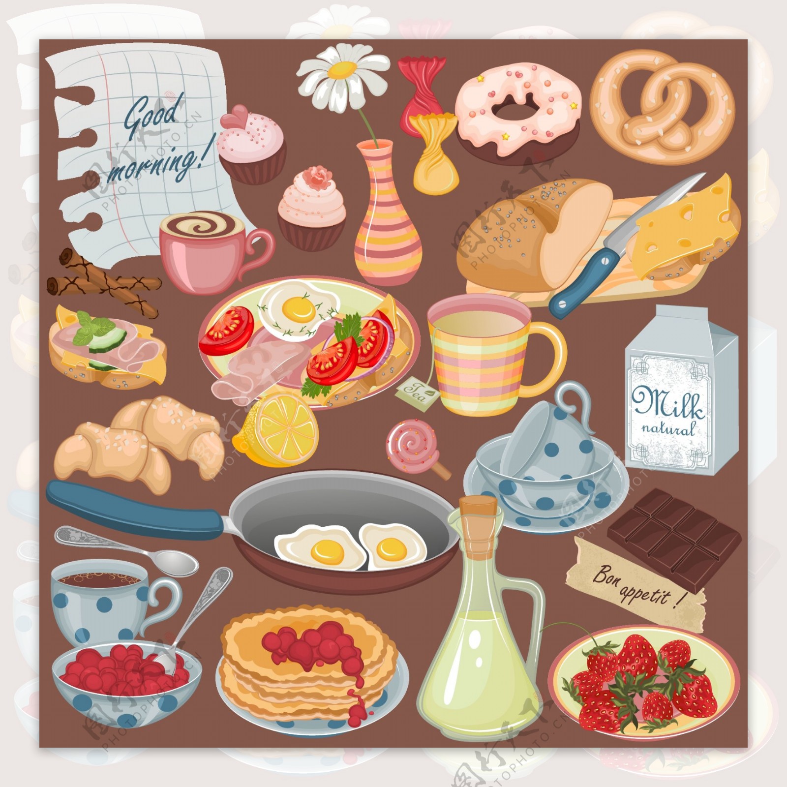 蛋糕食物卡通图标设计