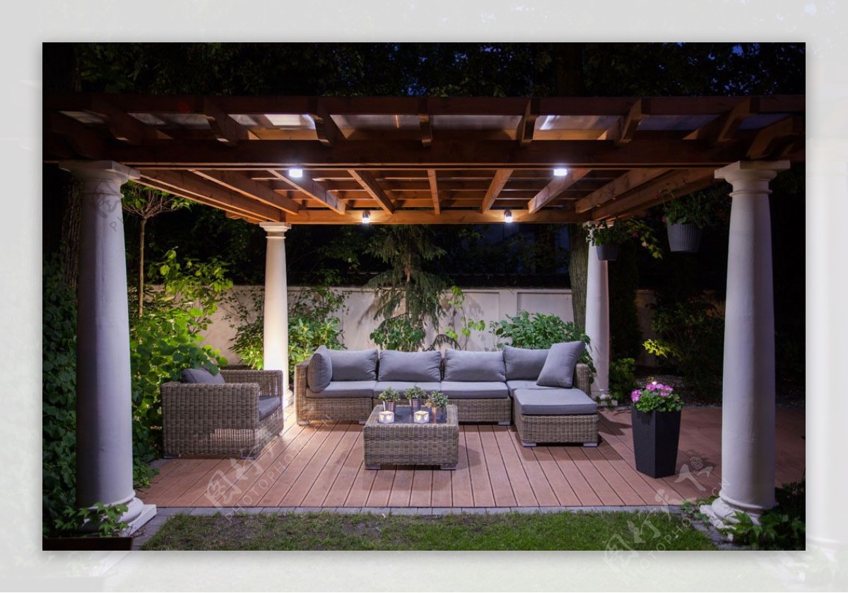 花园式休闲亭沙发效果图图片