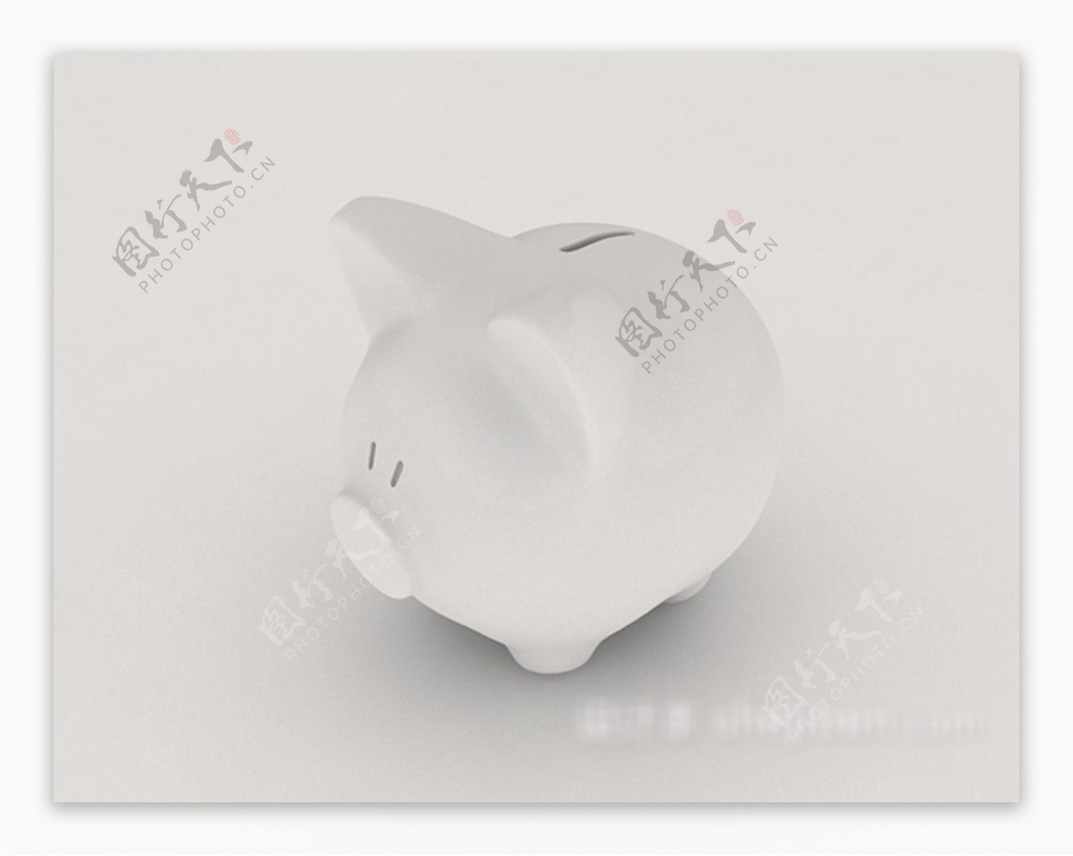 白色小猪存钱罐3d模型下载