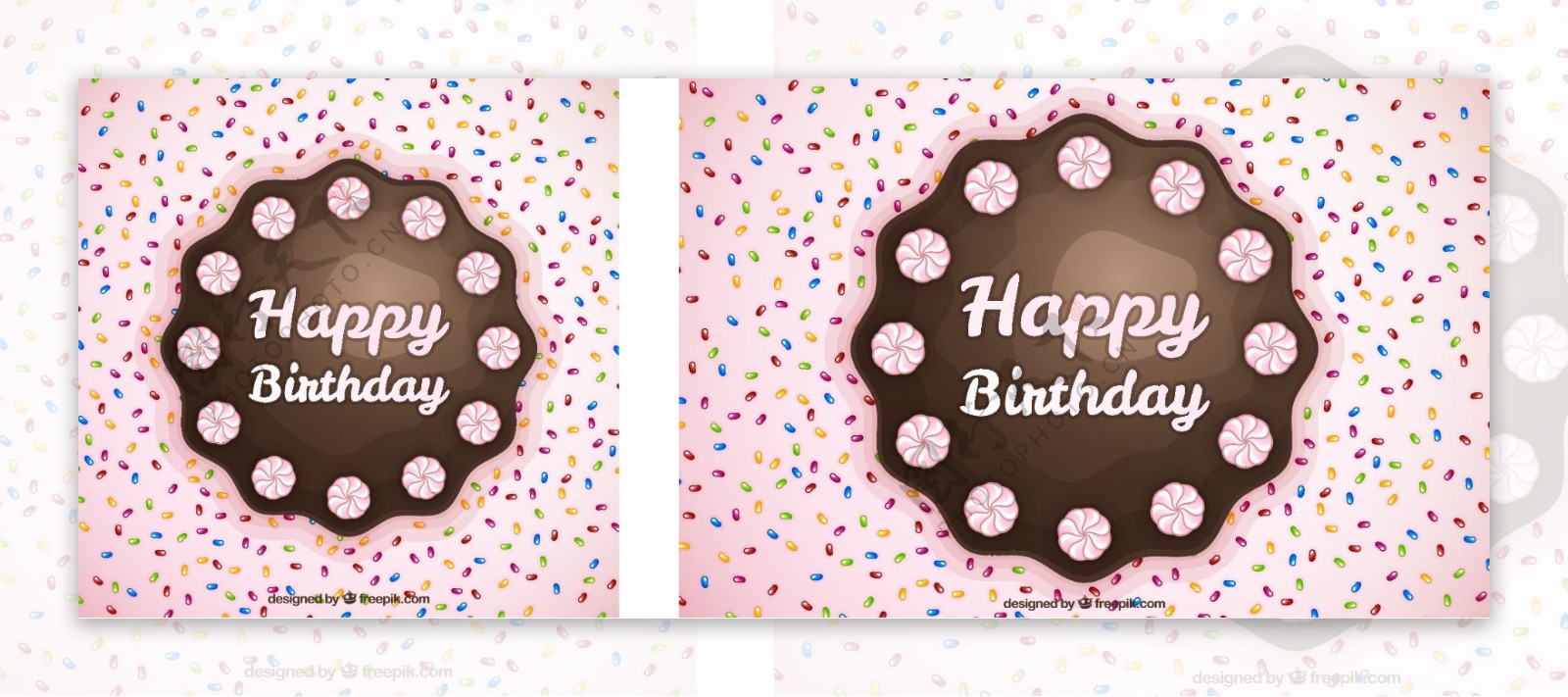 生日背景与巧克力蛋糕和糖果