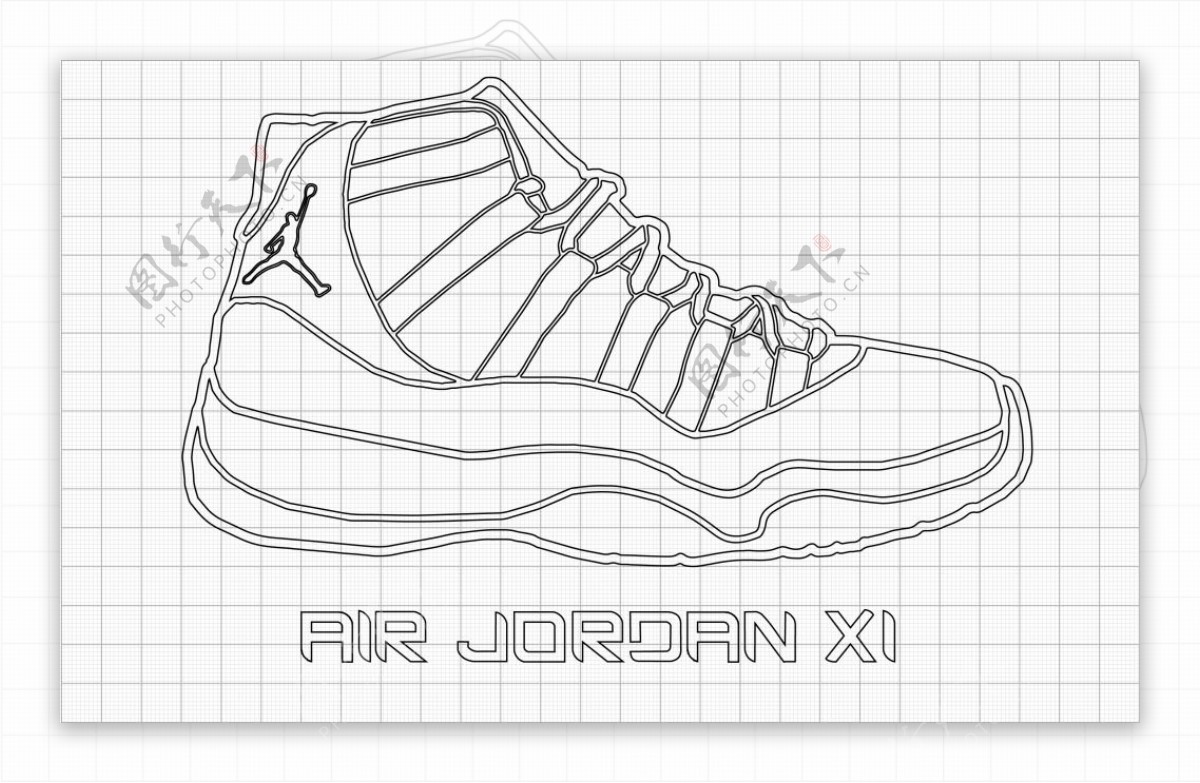 airjordan11篮球鞋线描图