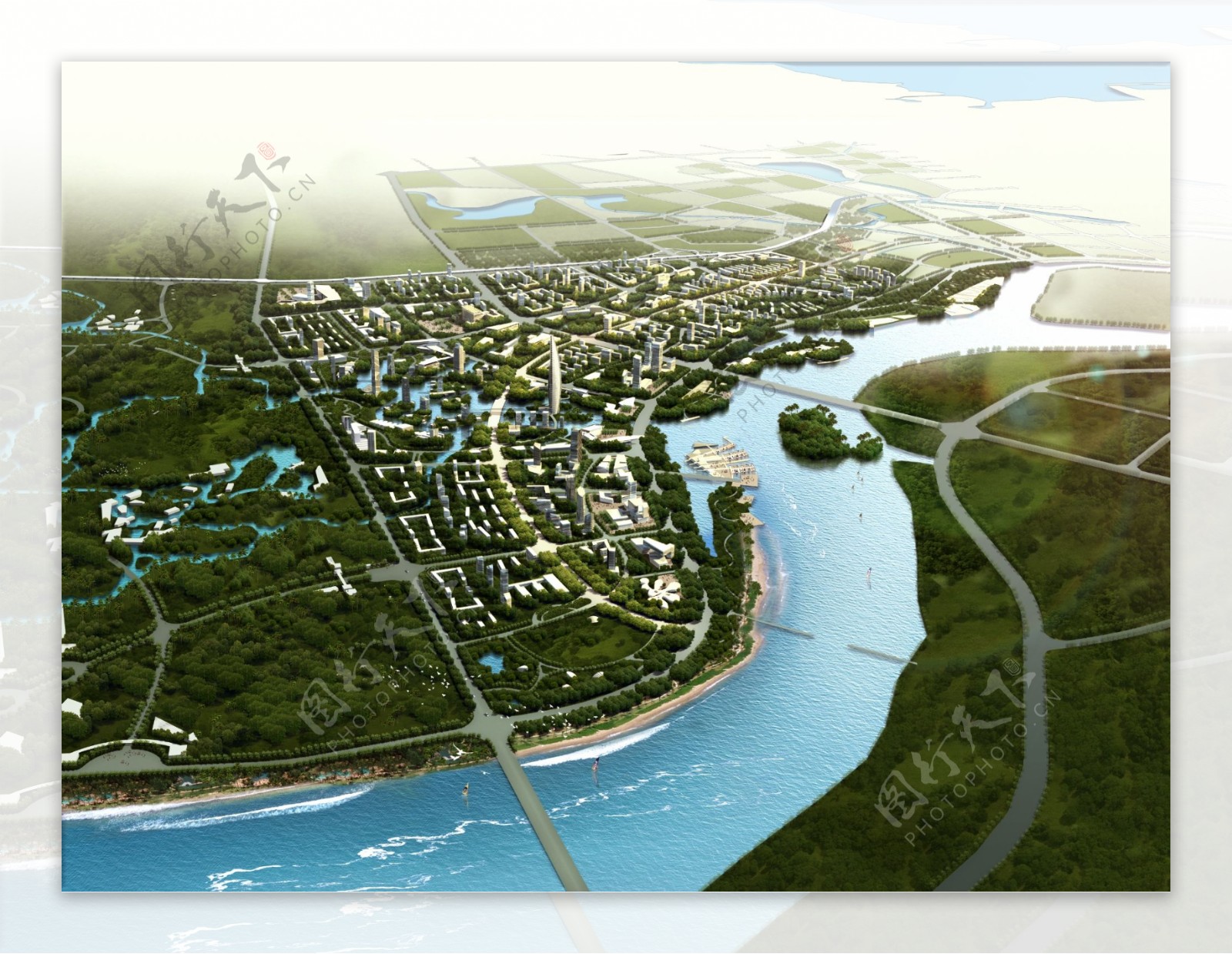 河边城市景观设计图片