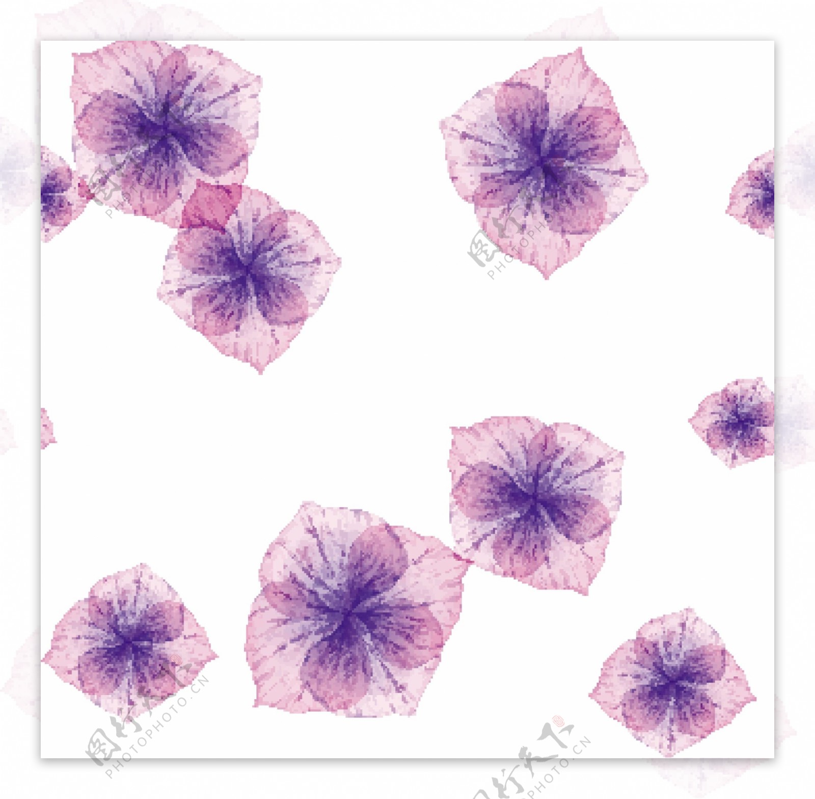 紫色花瓣装饰图案矢量素材下载