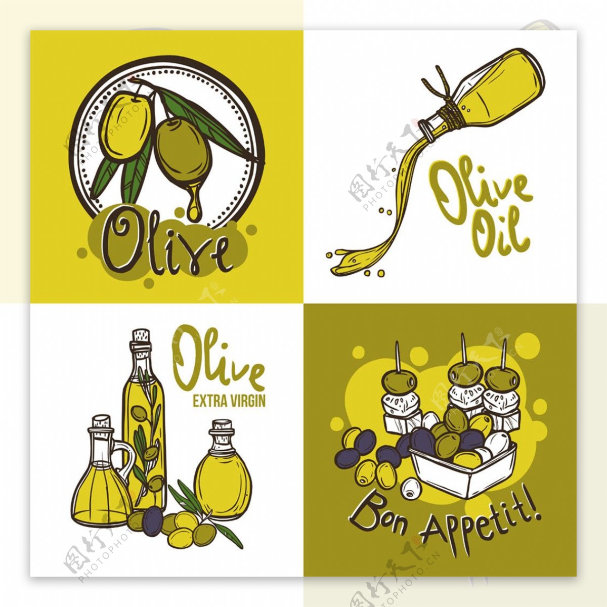 卡通橄榄油与橄榄图片