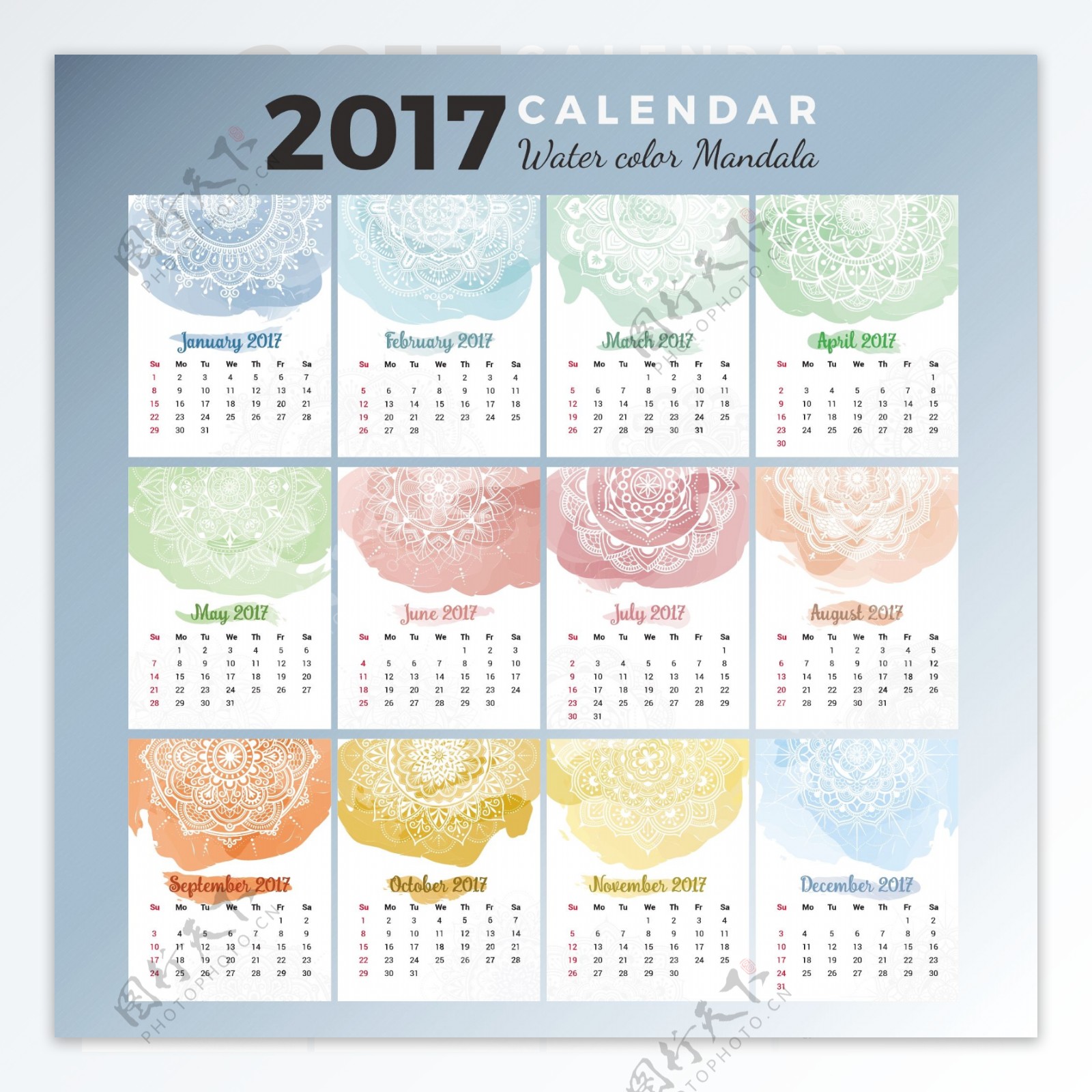 波希米亚风格的日历设计
