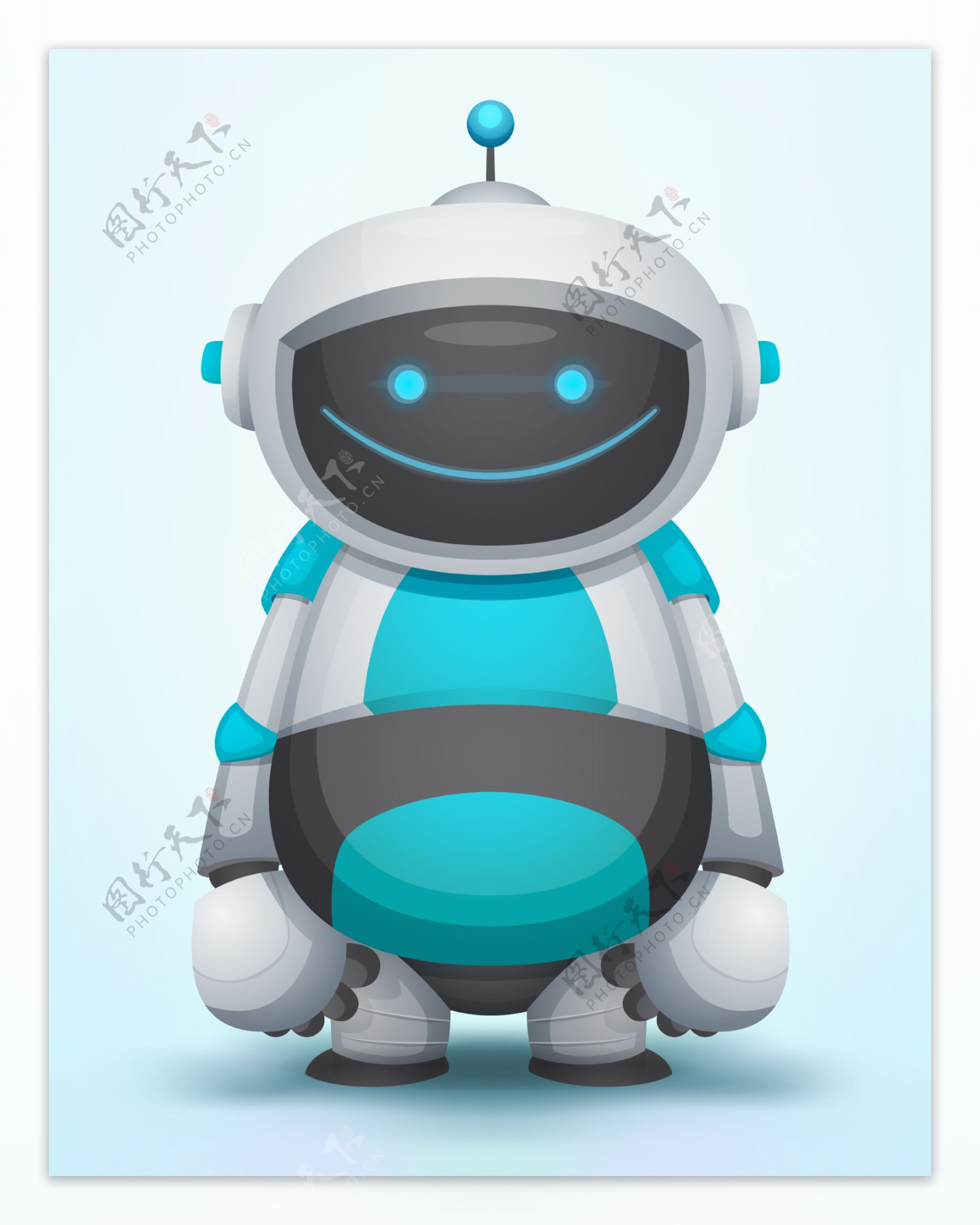 蓝灰色微笑的机器人