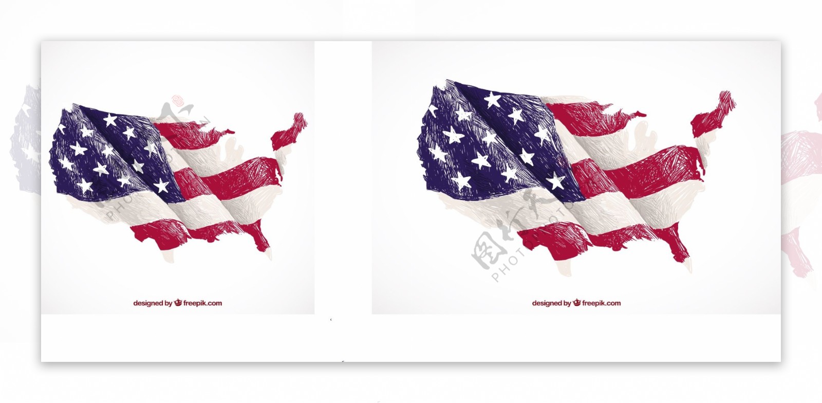 美国地图和国旗装饰背景