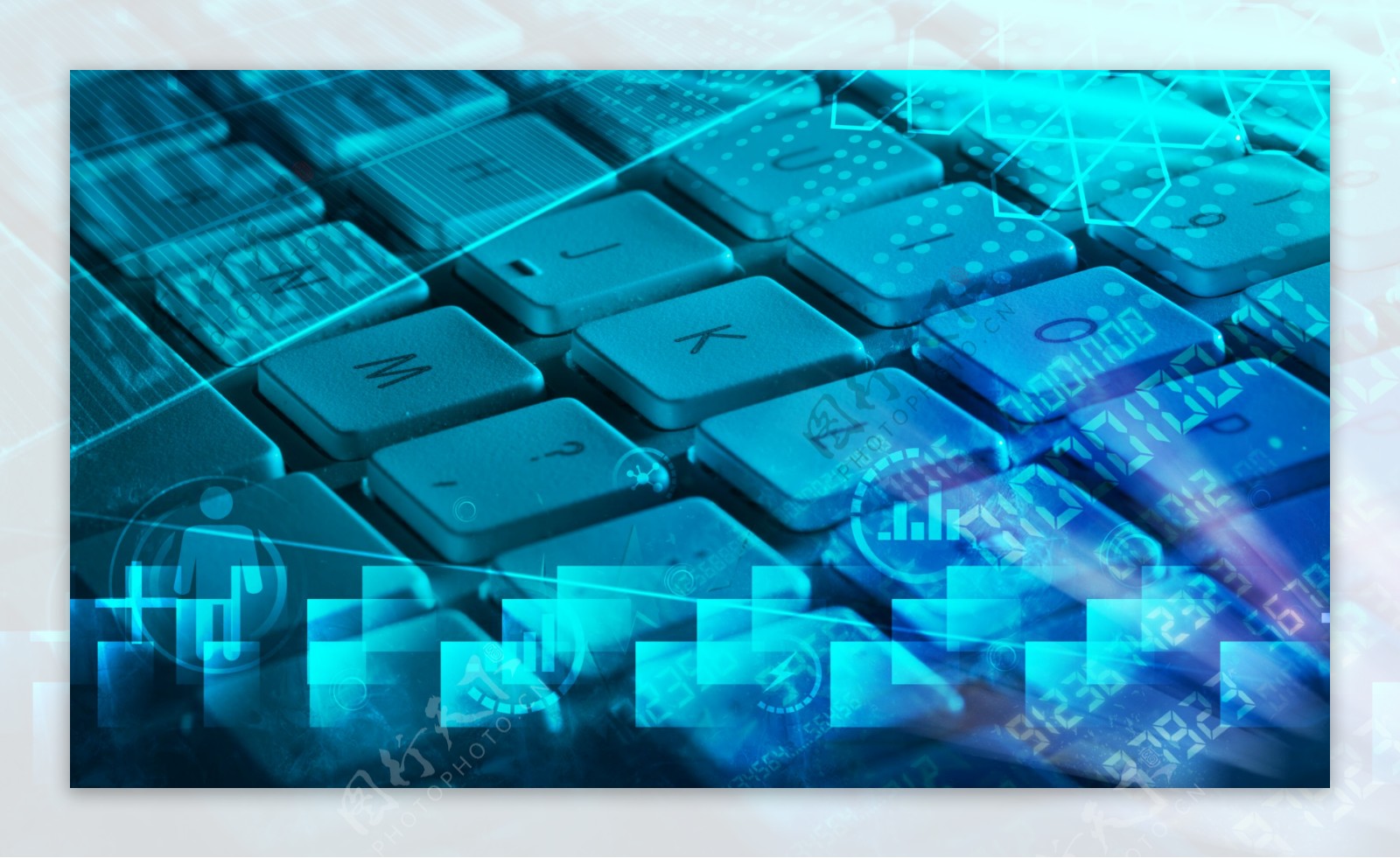 蓝色键盘科技背景图片
