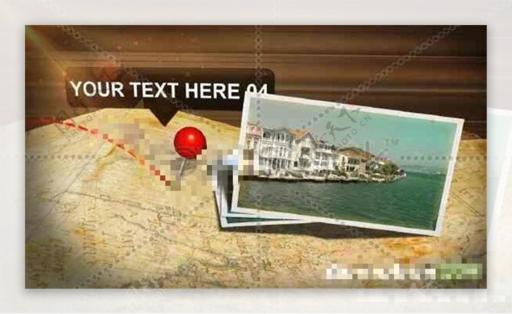 国外旅游地图照片展示模板