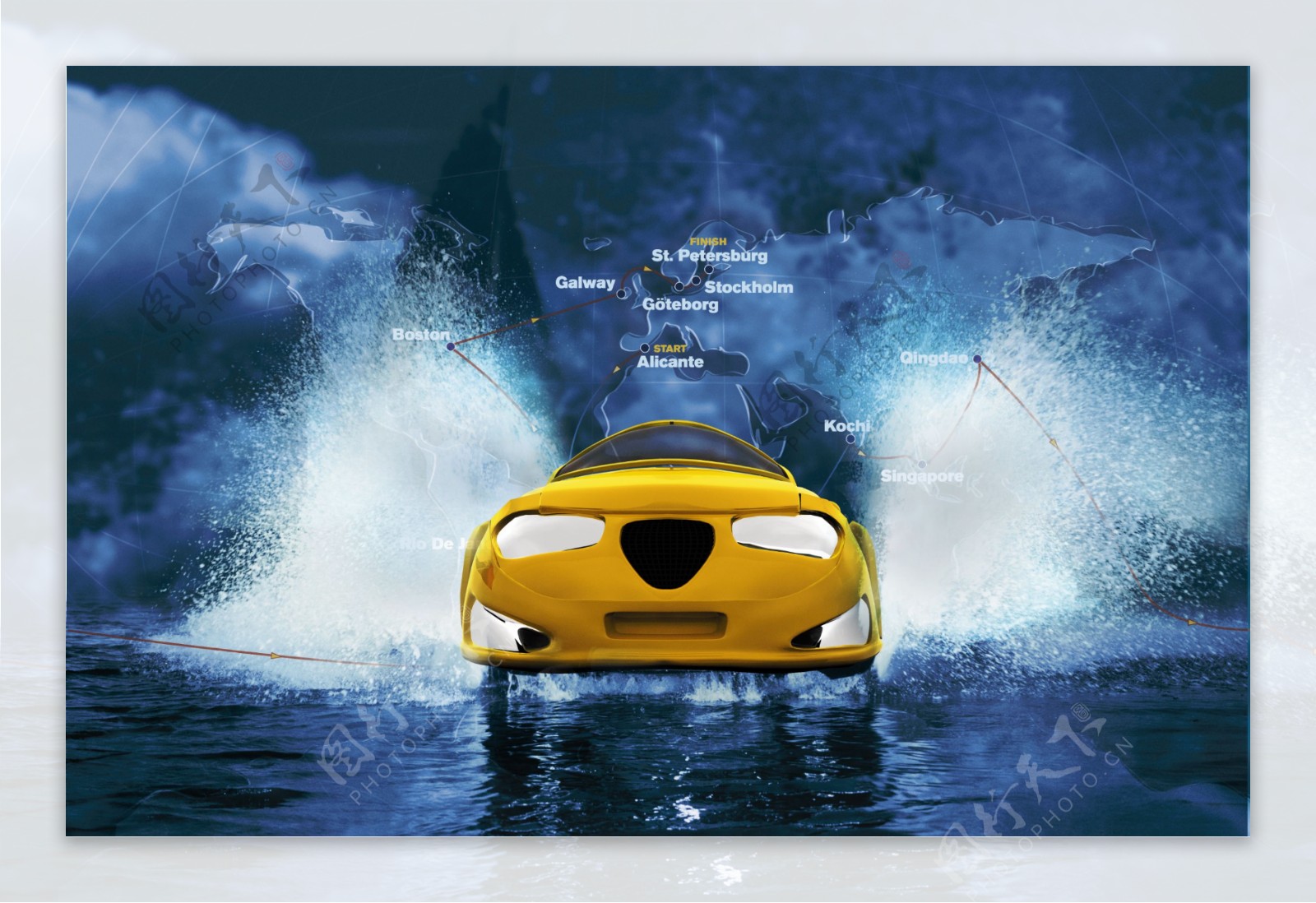 汽车与水效果图片
