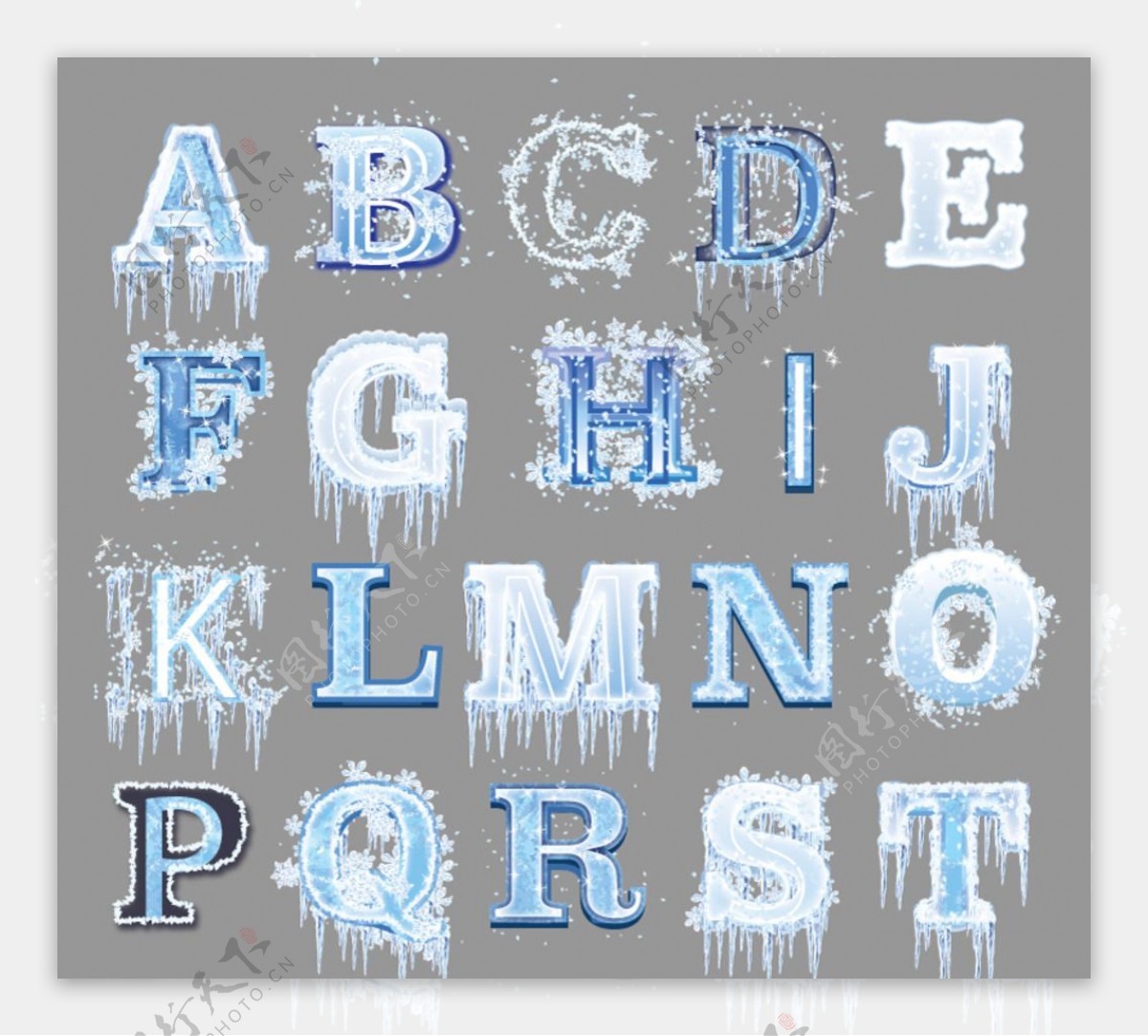 创意冰冻字母设计矢量素材