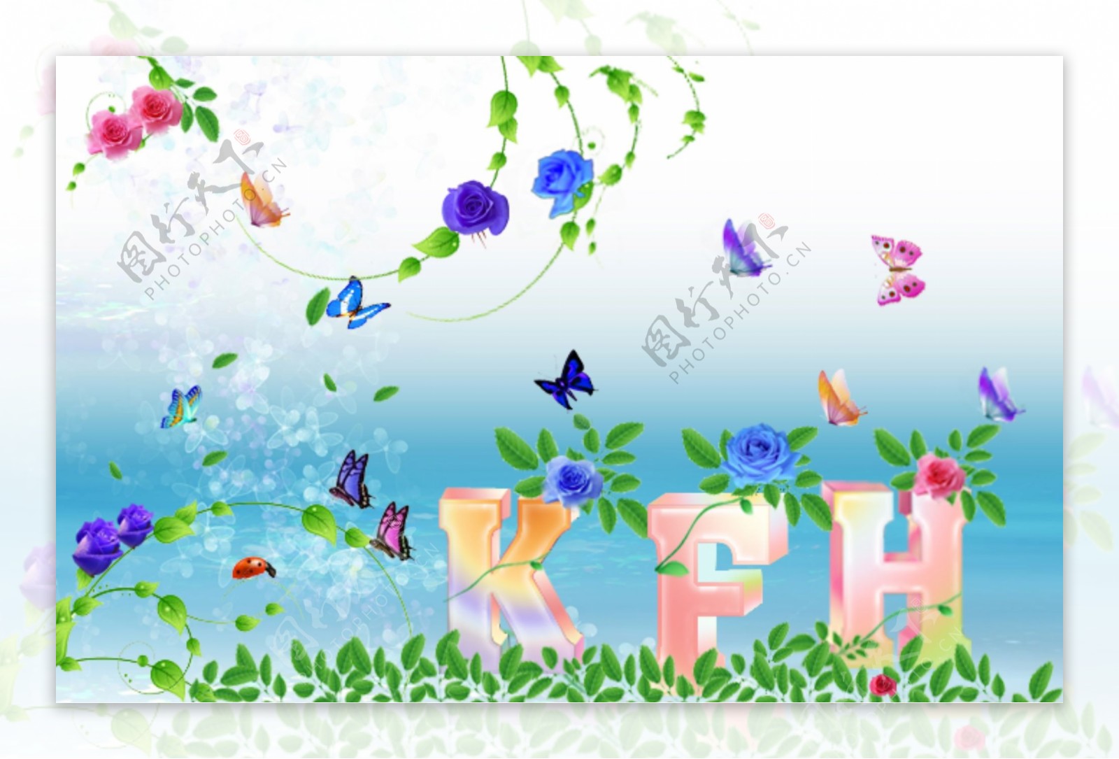 PSD蝴蝶和花枝素材KFH