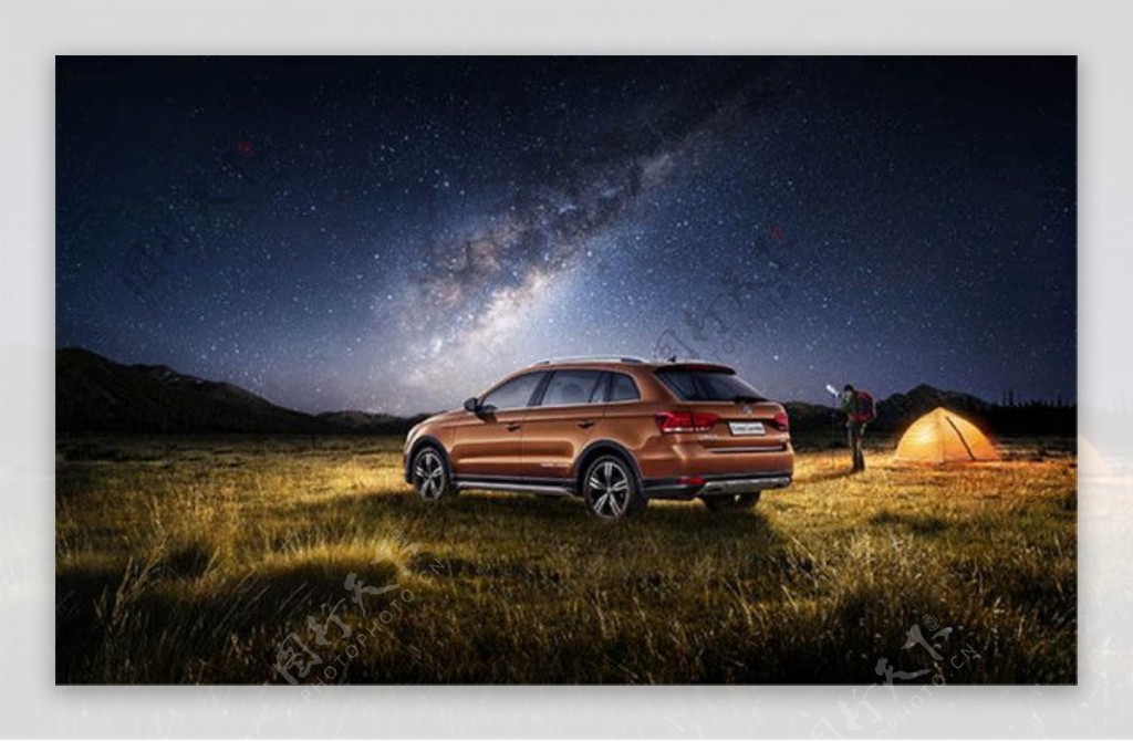 大众朗境汽车星空夜景宣传广告海报设计psd素材下载
