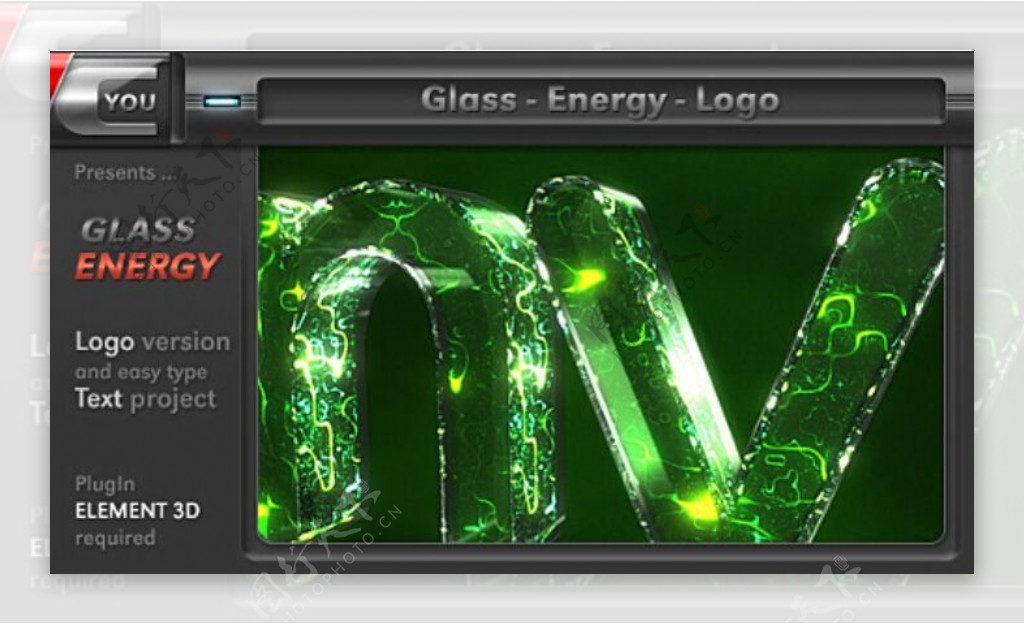 玻璃能量LOGO动画AE模板