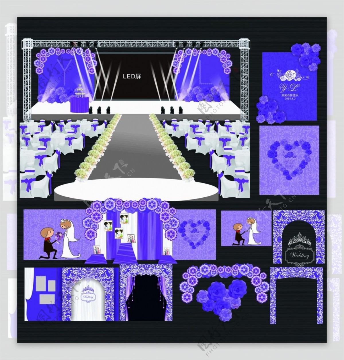 新婚礼背景紫色模版