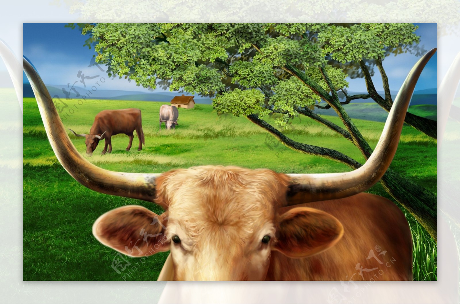 牛手绘动物画牛手绘