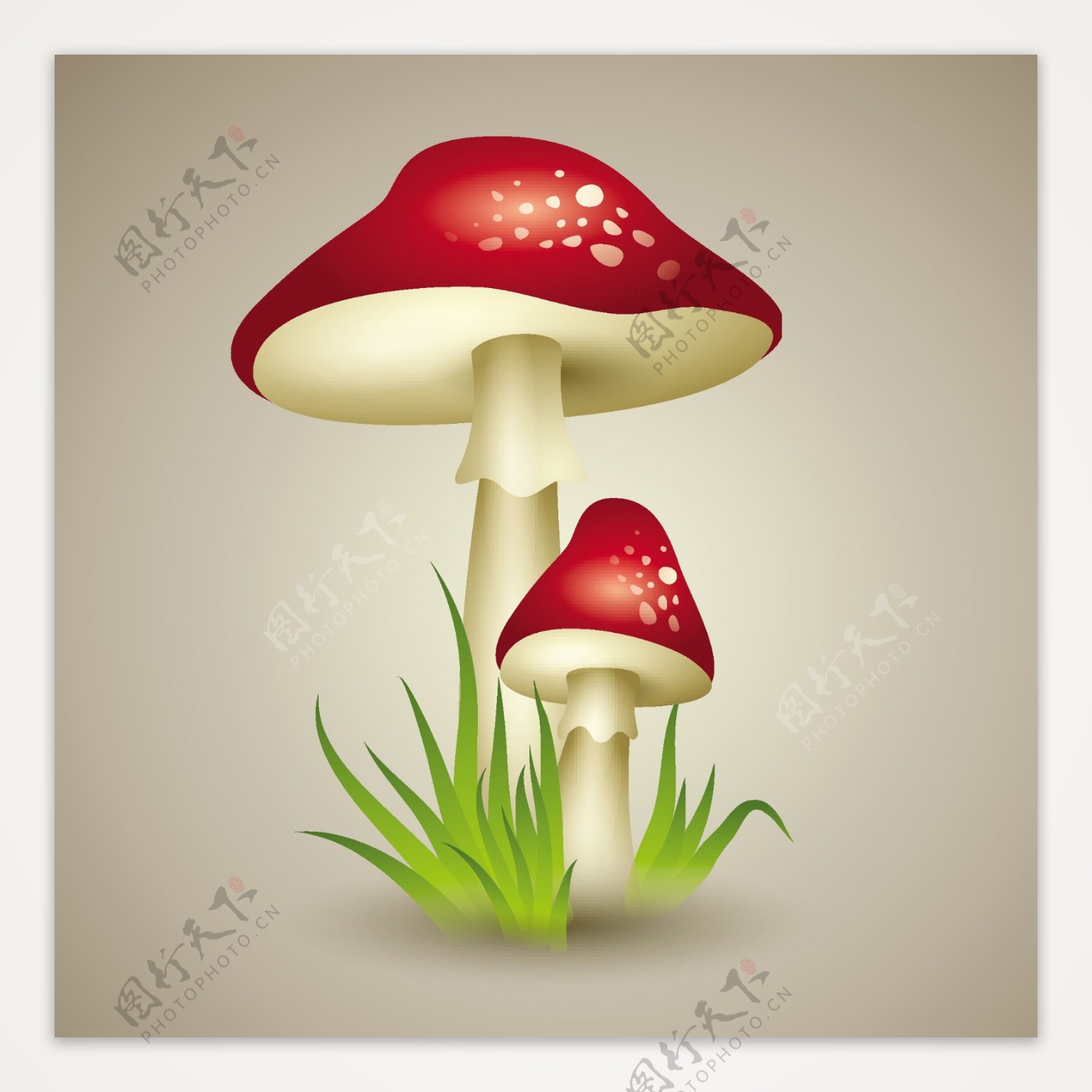 红色卡通蘑菇矢量素材