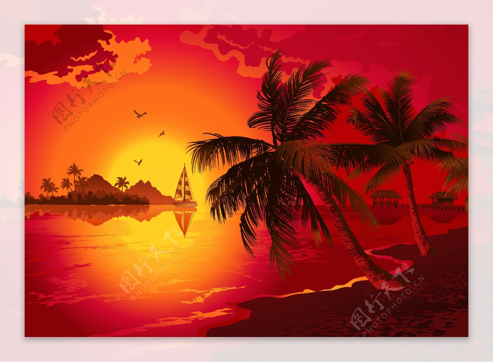 夕阳，沙滩，落日|插画|创作习作|Calvin_Kor - 临摹作品 - 站酷 (ZCOOL)