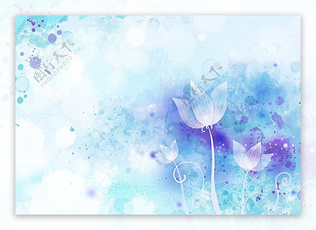 蓝色花卉背景图片