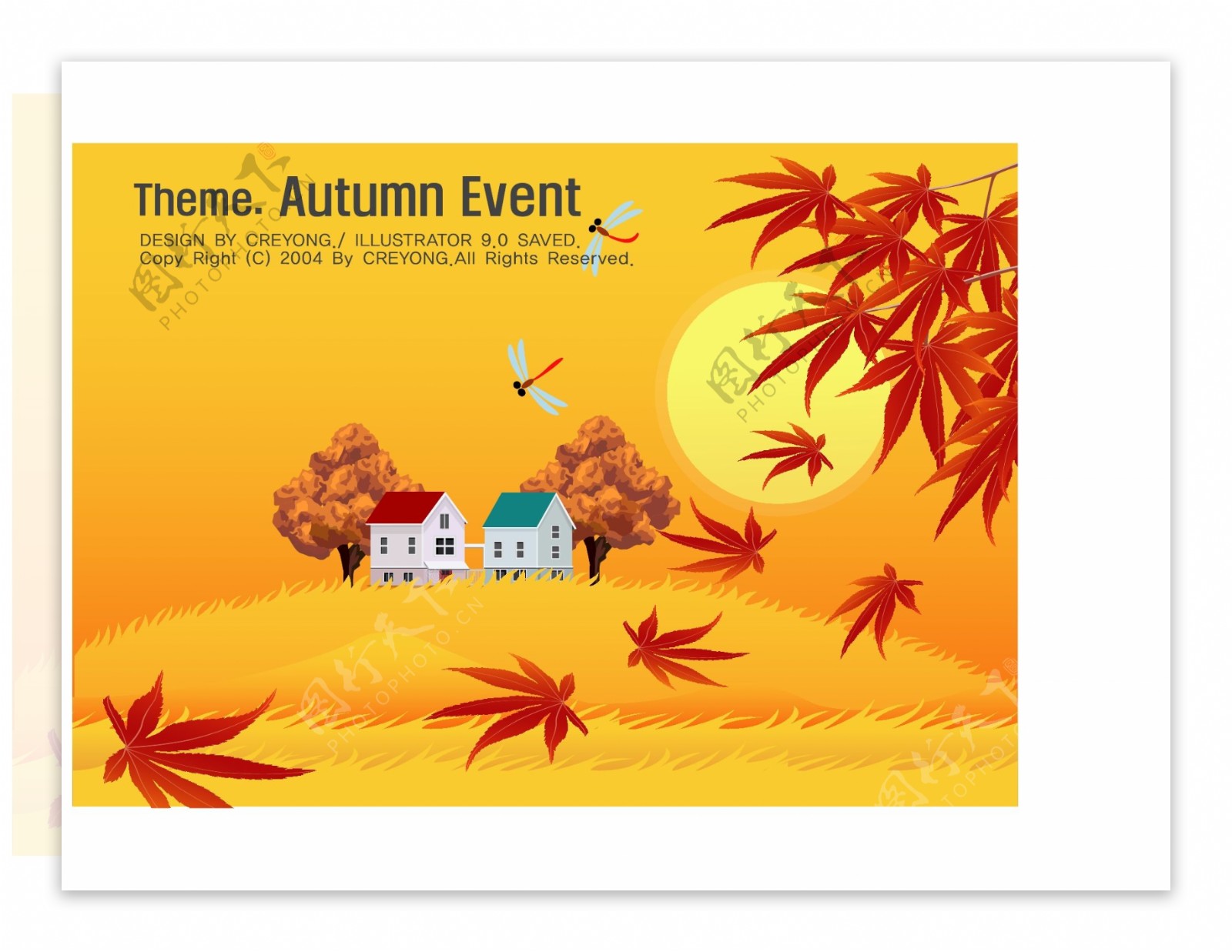 韩国自然风景秋天风景素材矢量AI格式0122