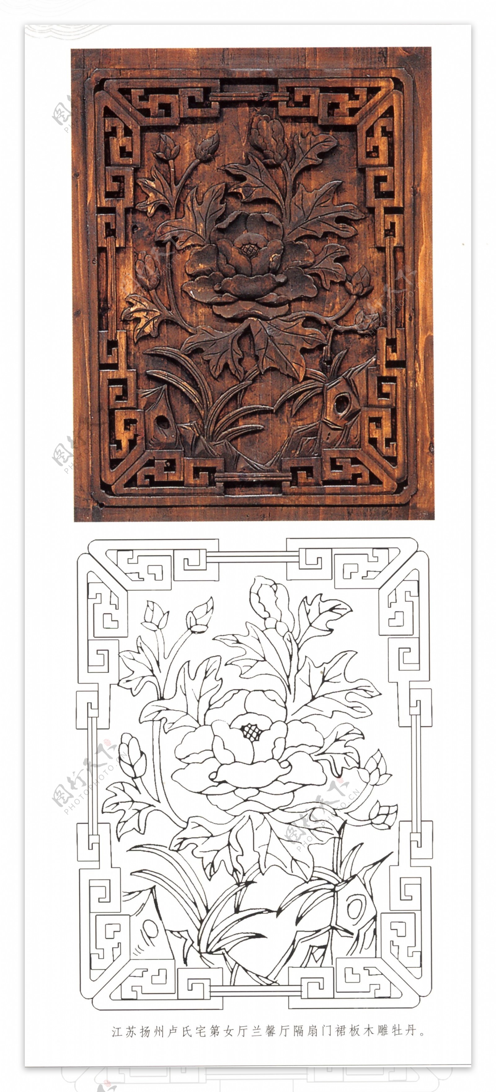 古代建筑雕刻纹饰草木花卉牡丹月季2
