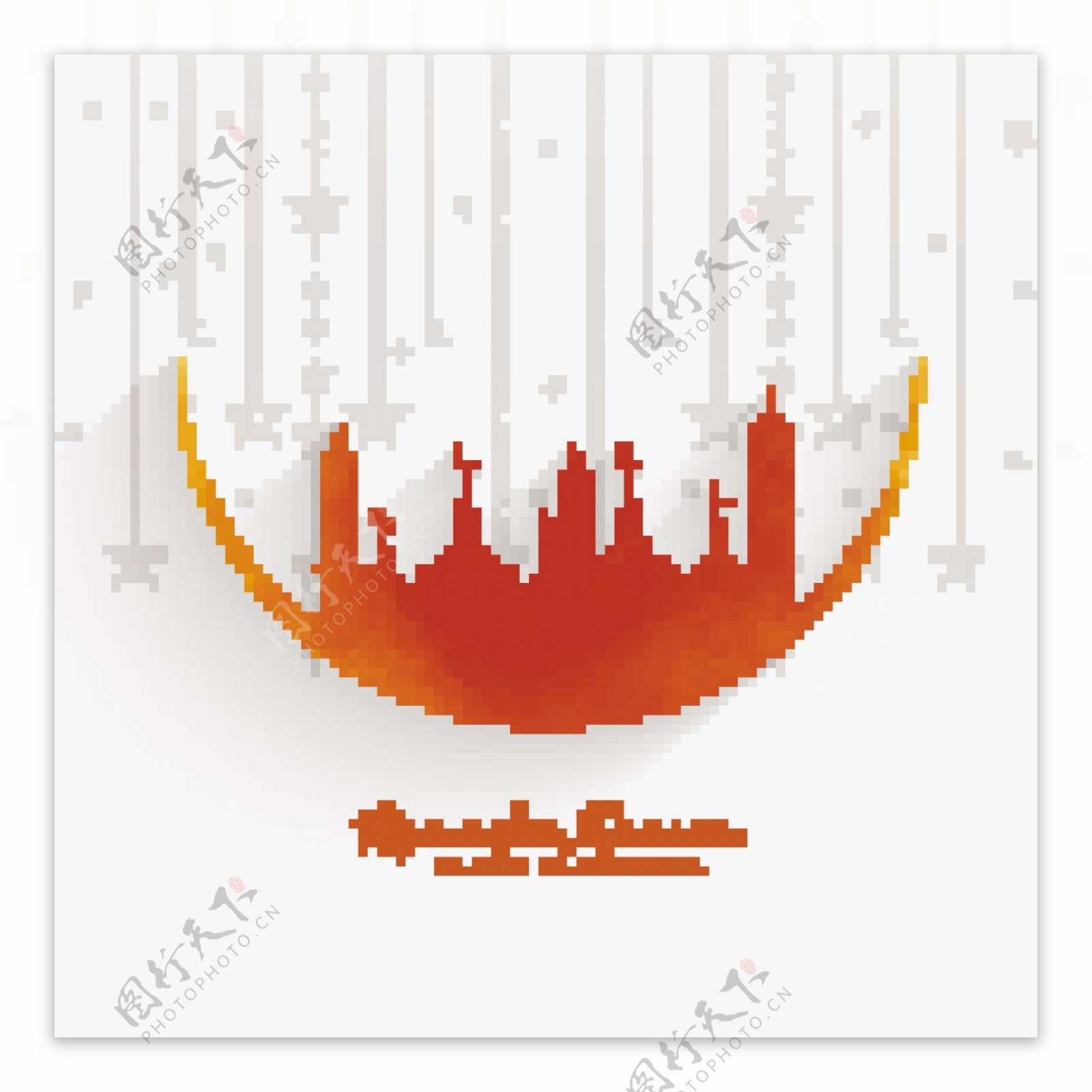 橙色清真寺斋月设计背景