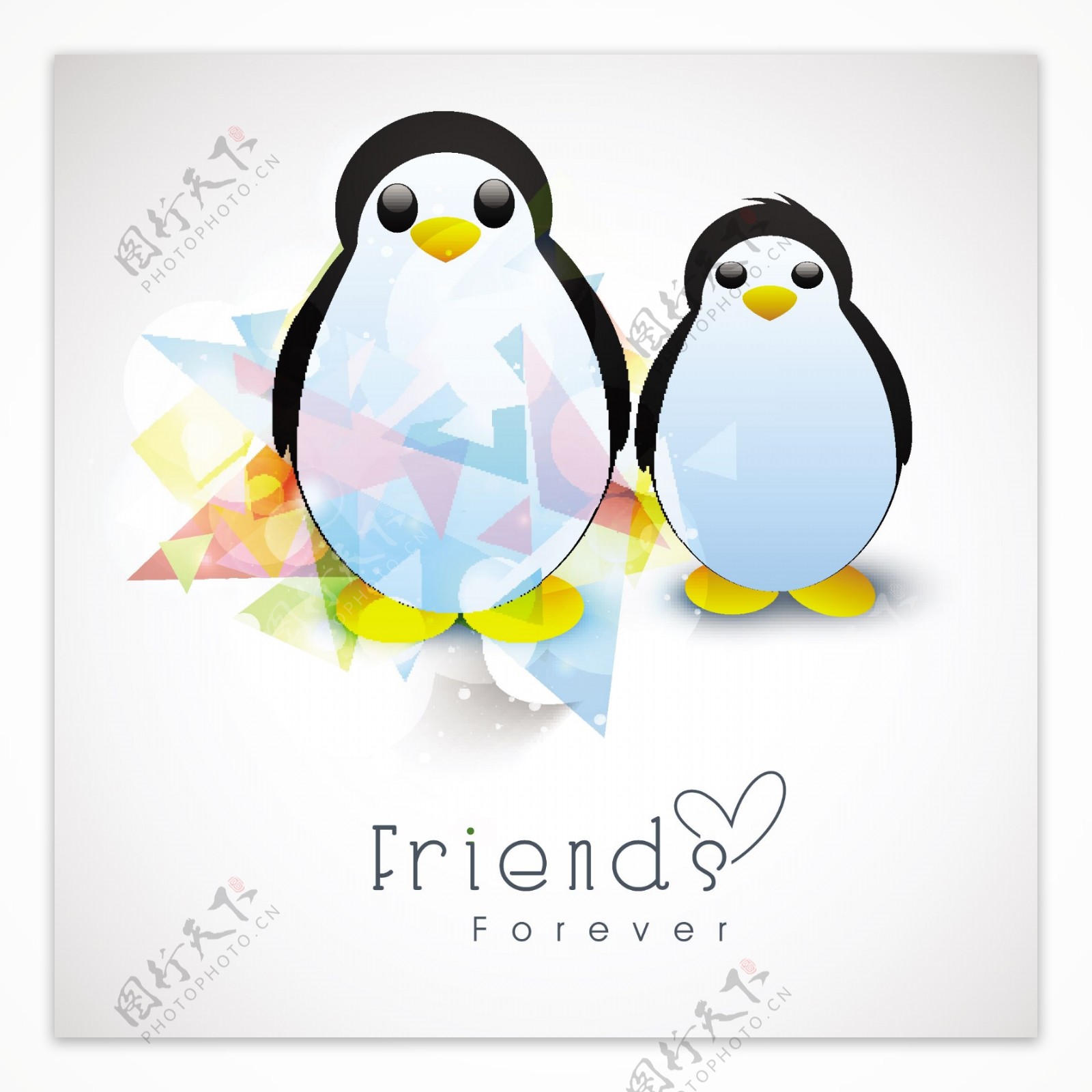 快乐友谊日背景的灰色背景的企鹅