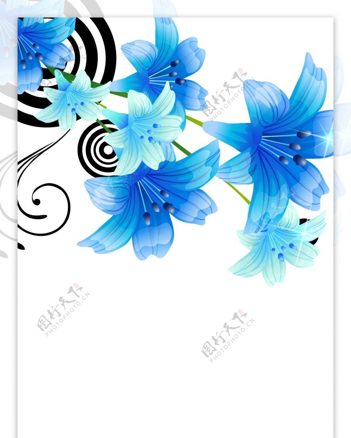 精美淡蓝色花儿展板背景