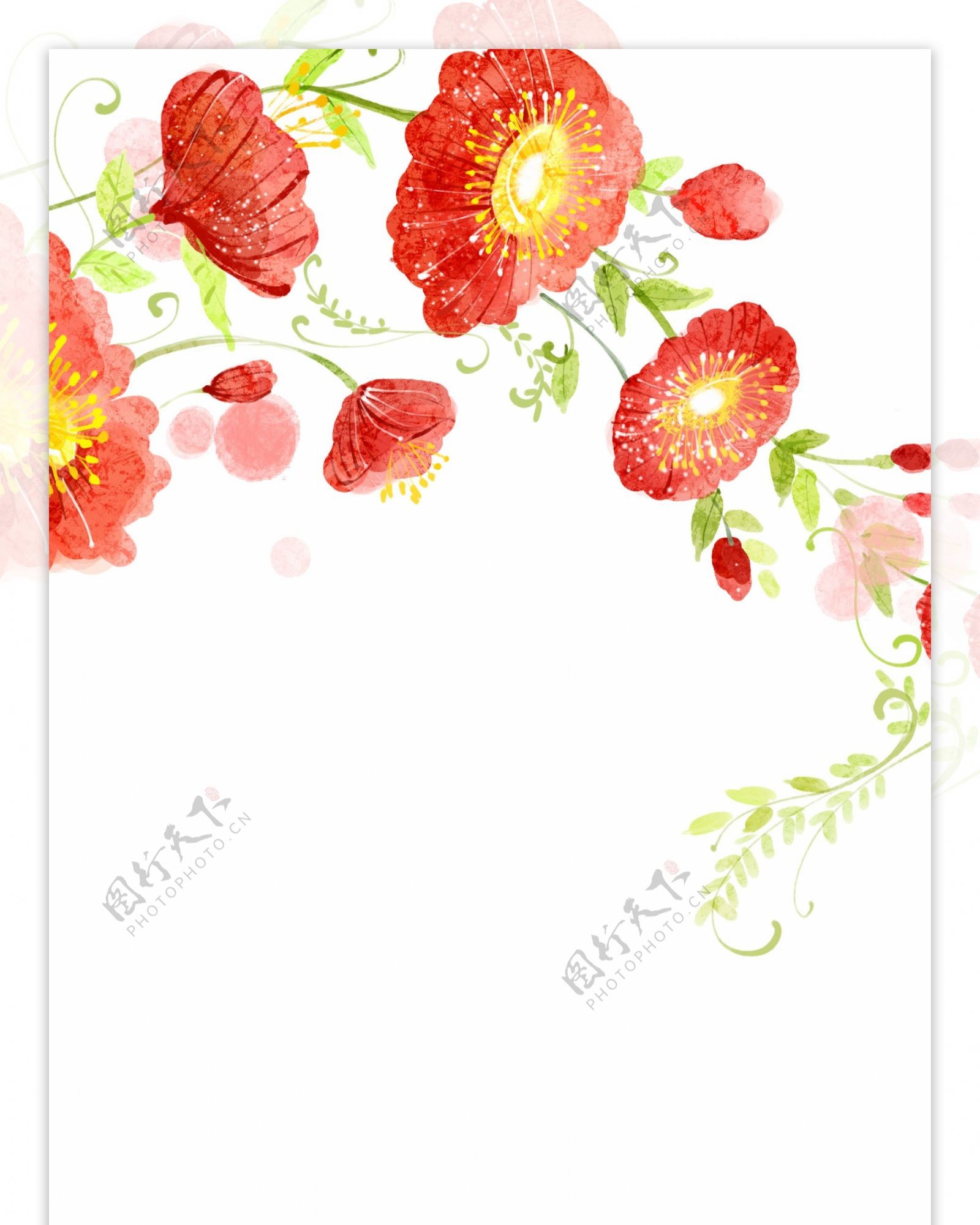 精美简约红色花朵展板背景