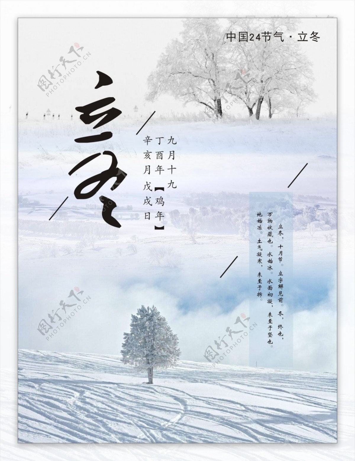 清新立冬节日海报